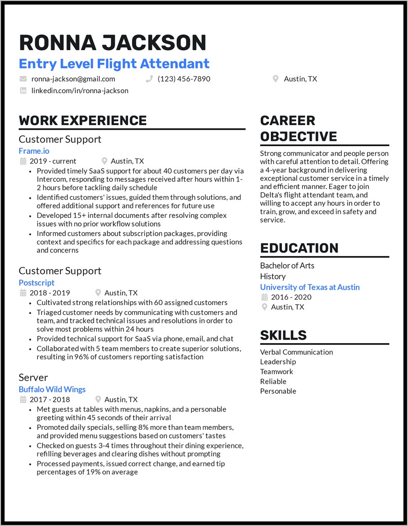 Best Flight Attendant Resume Objective