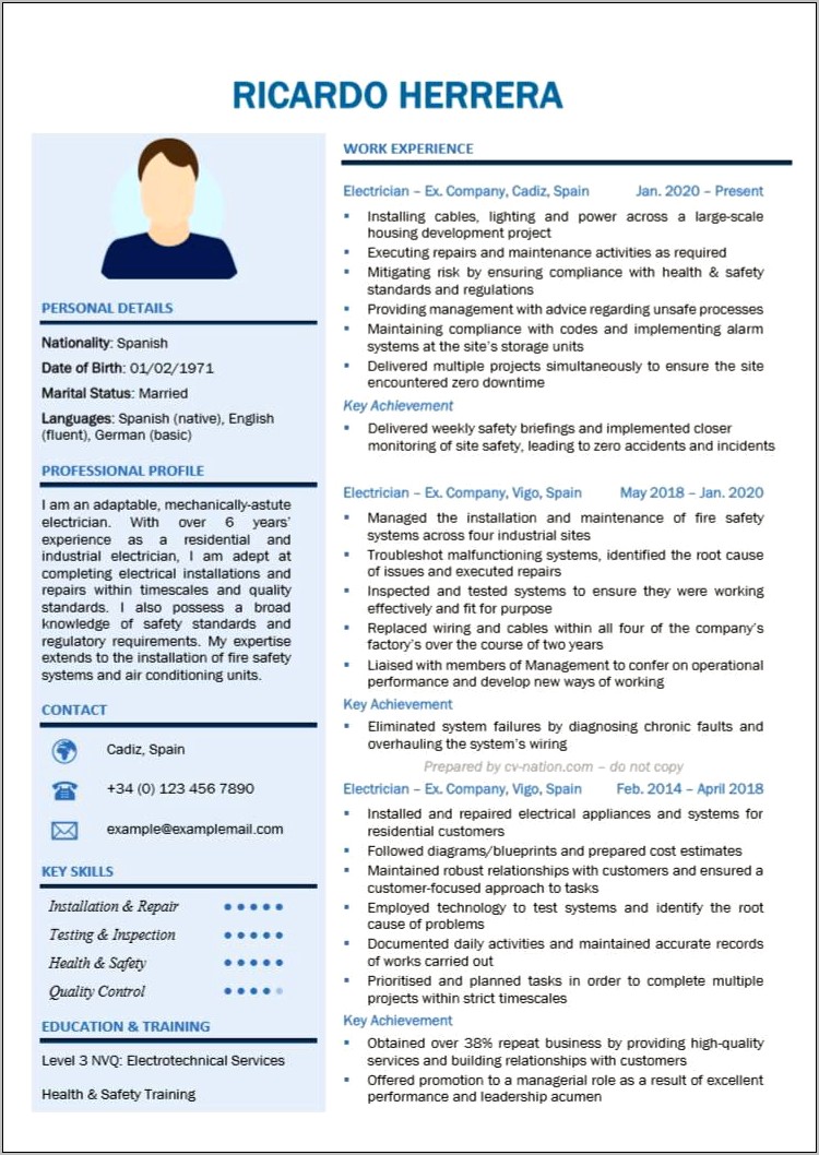 Best Resume For Electrician Apprentice
