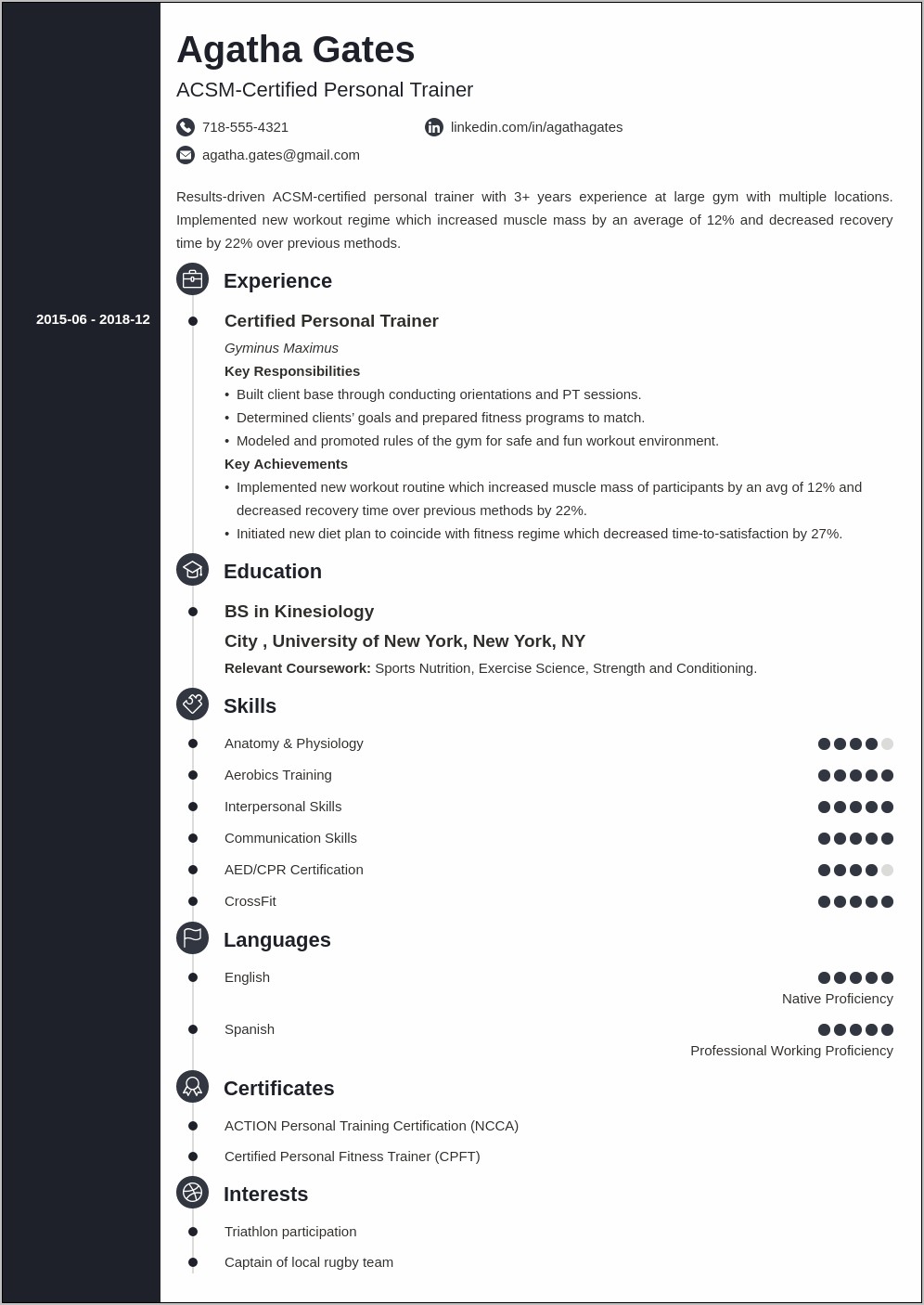 Best Resume Personal Trainer Examples