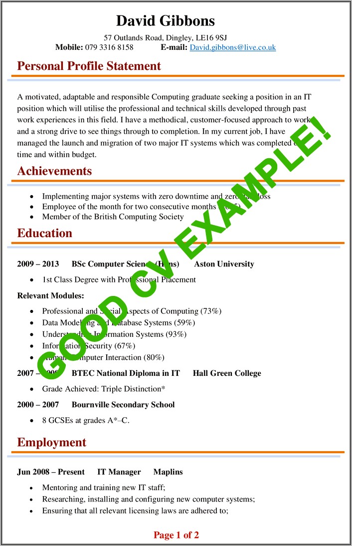Best Wording For A Resume