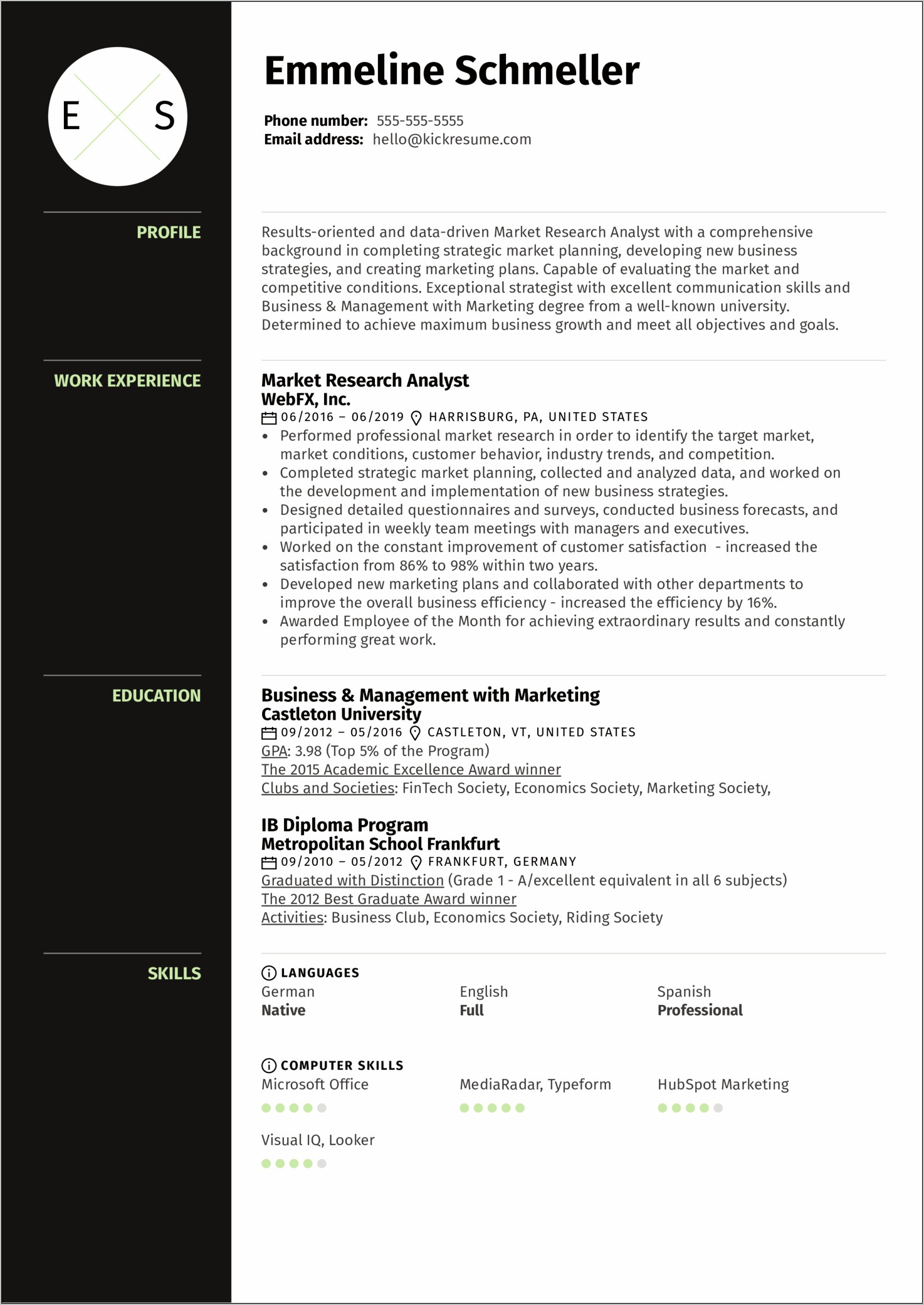 Career Objective Resume Examples Marketing
