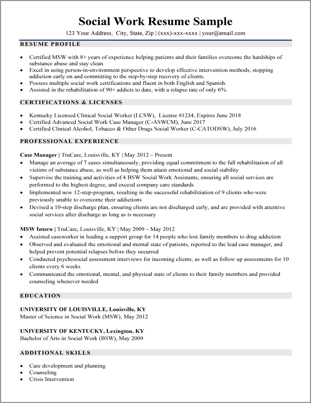 Case Manager Objective On Resume