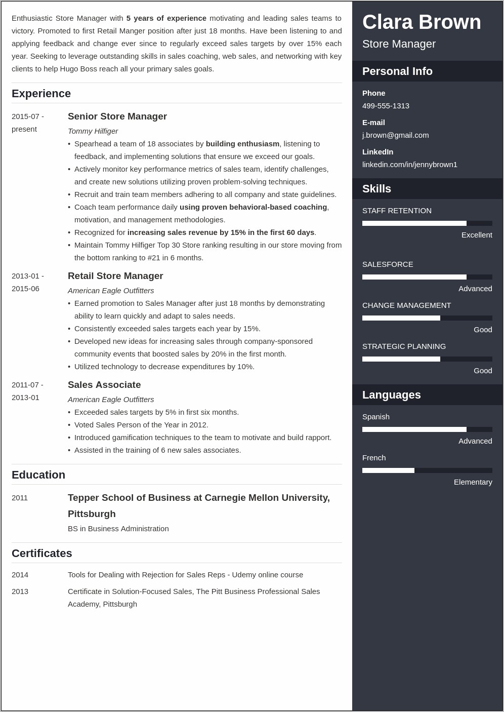 Cell Phone Store Manager Resume