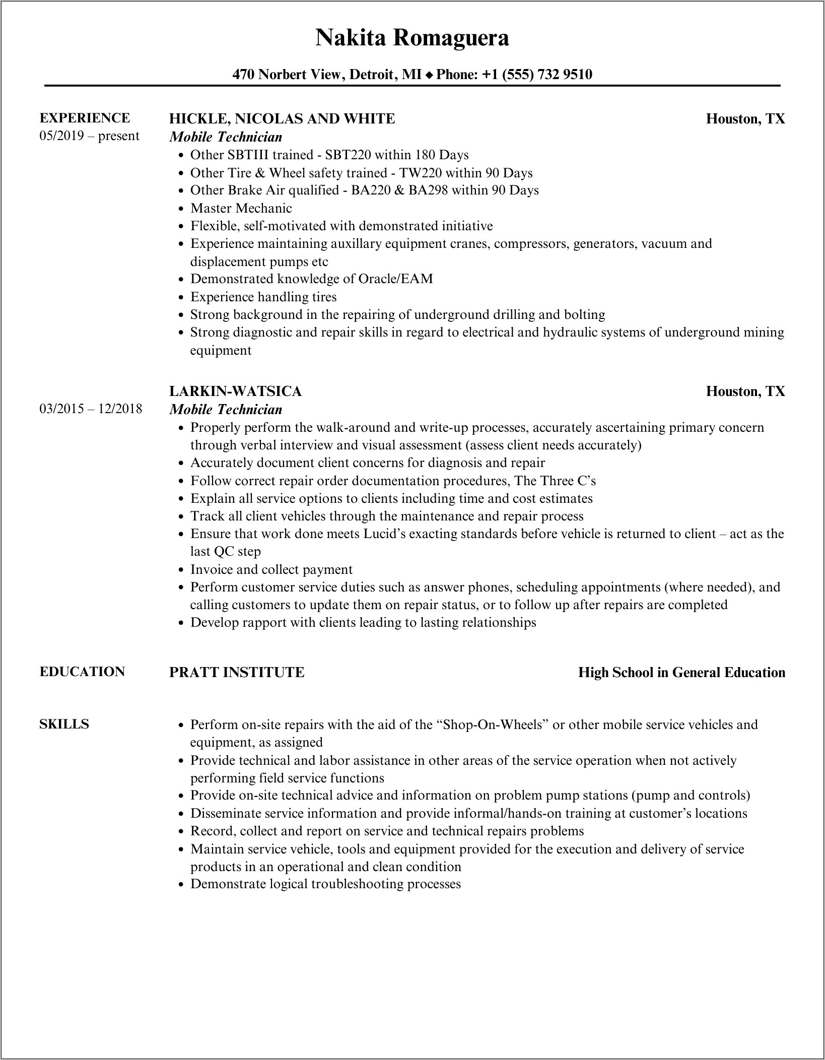 Cell Phone Technician Resume Objective