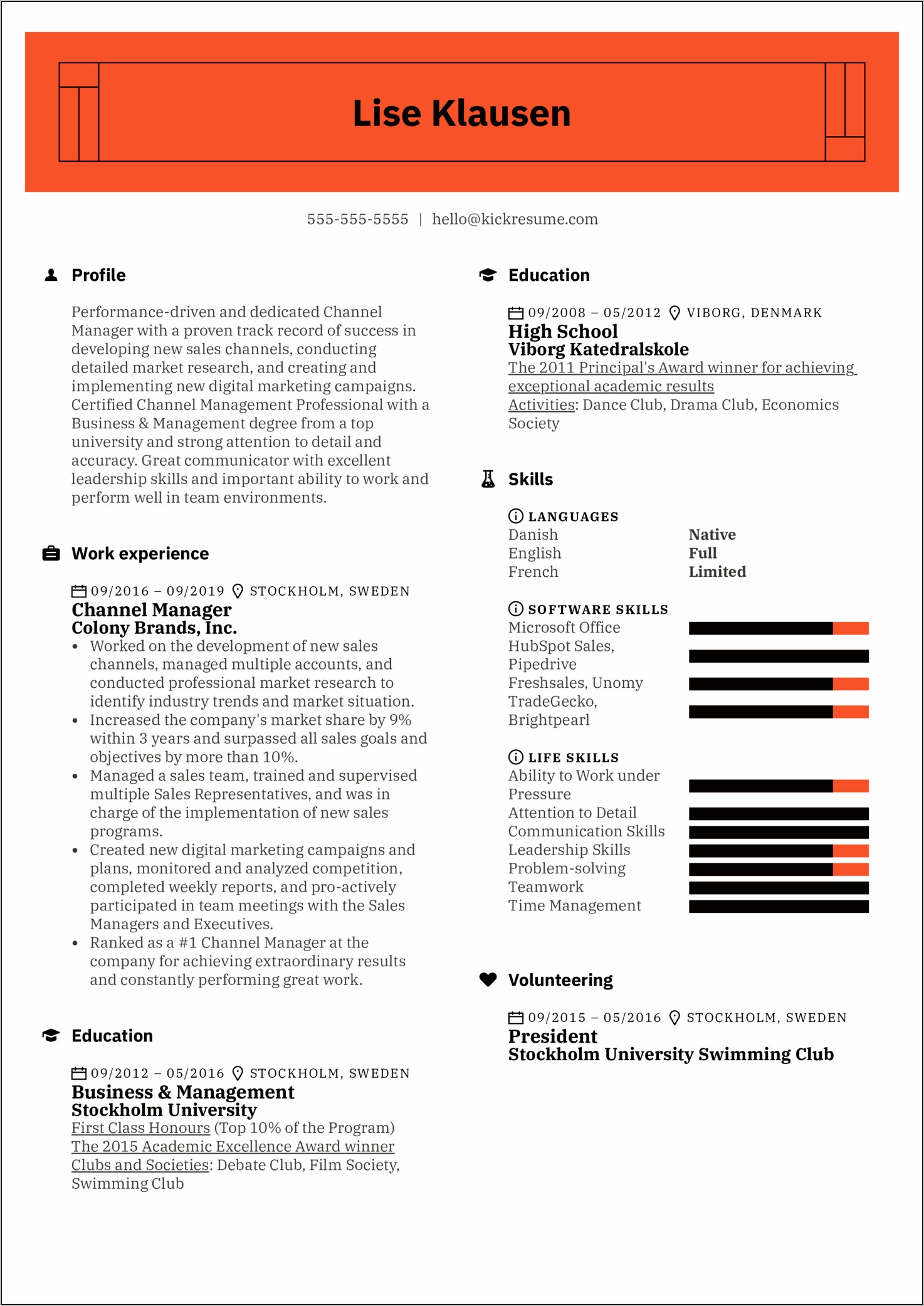 Channel Sales Manager Resume Pdf