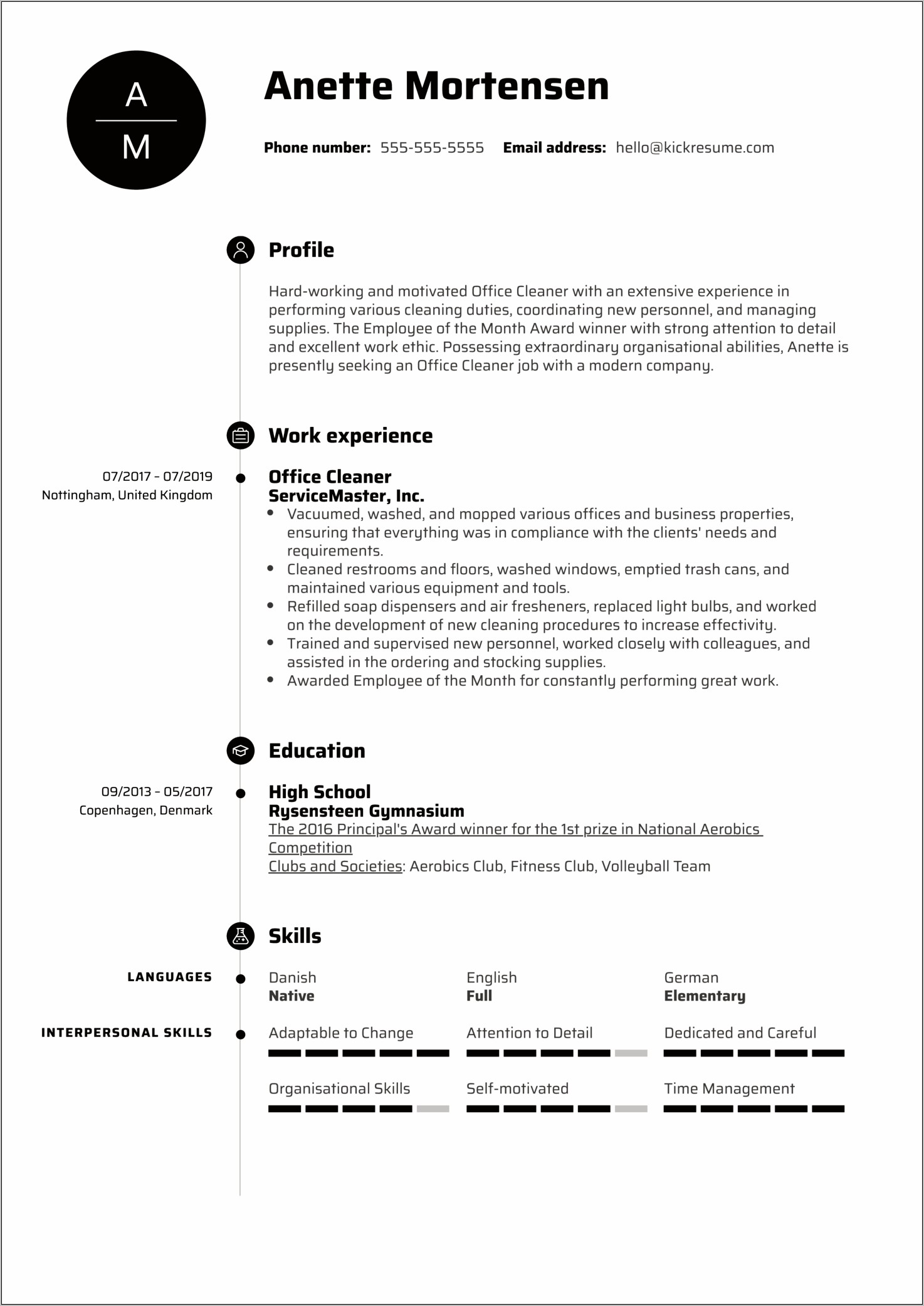 Cleaning Business Manager Resume Sample