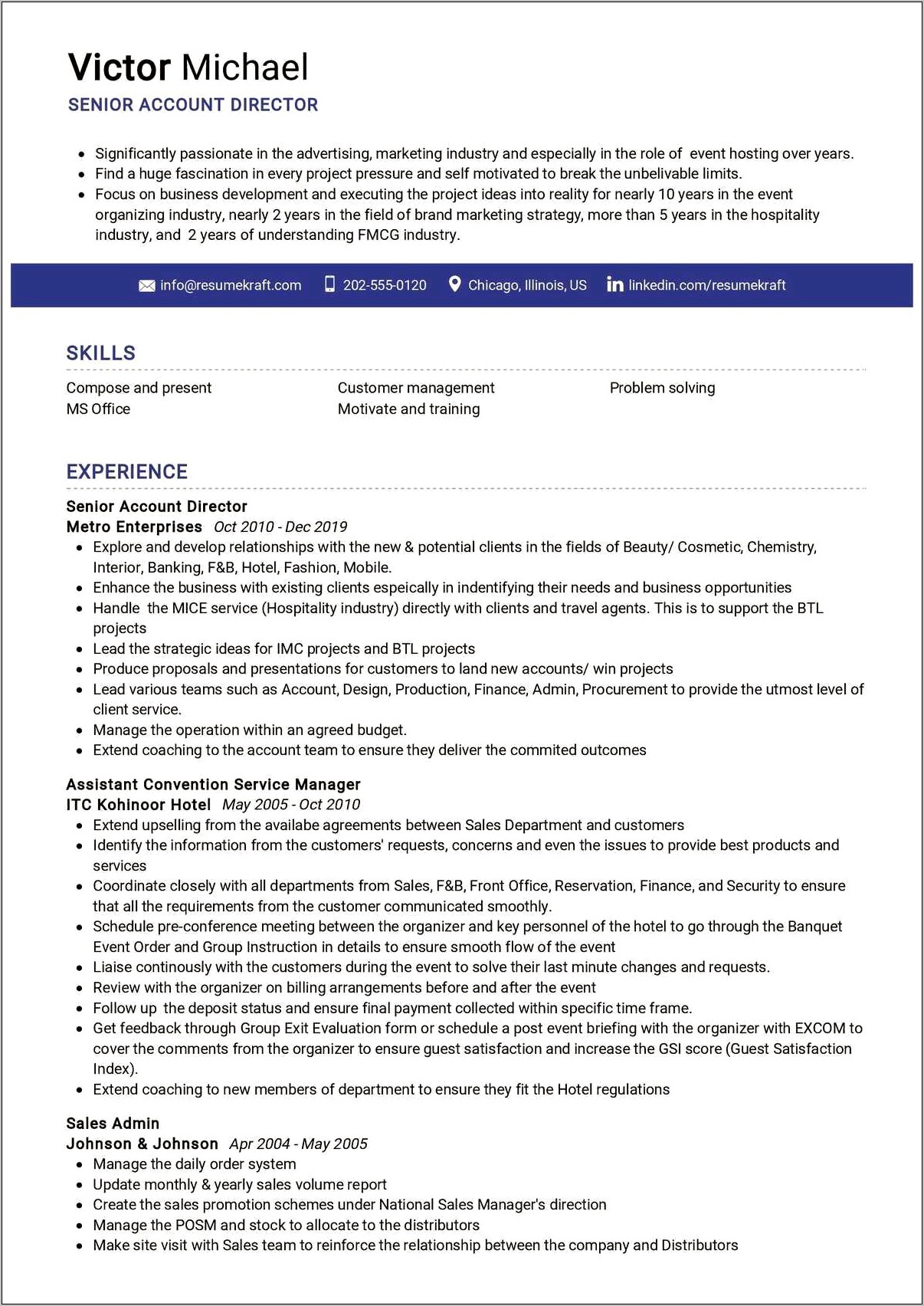 Client Services Director Sample Resume