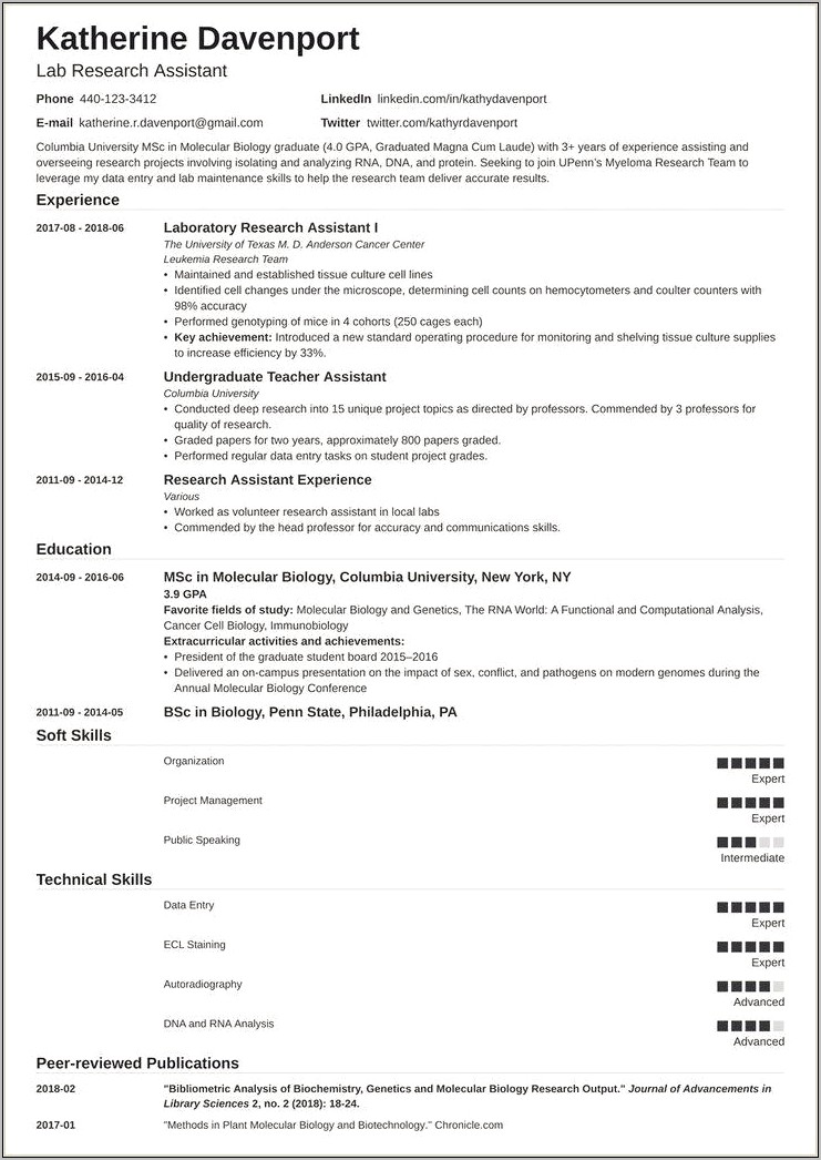 Clinical Research Resume Free Template