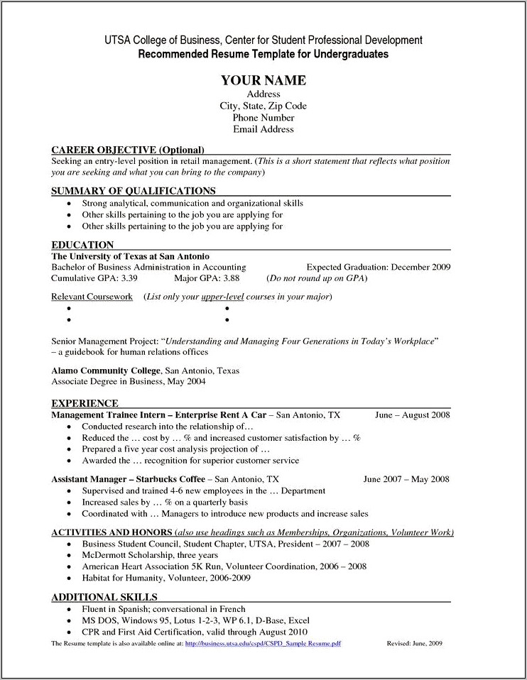 College Student Resume With Examples