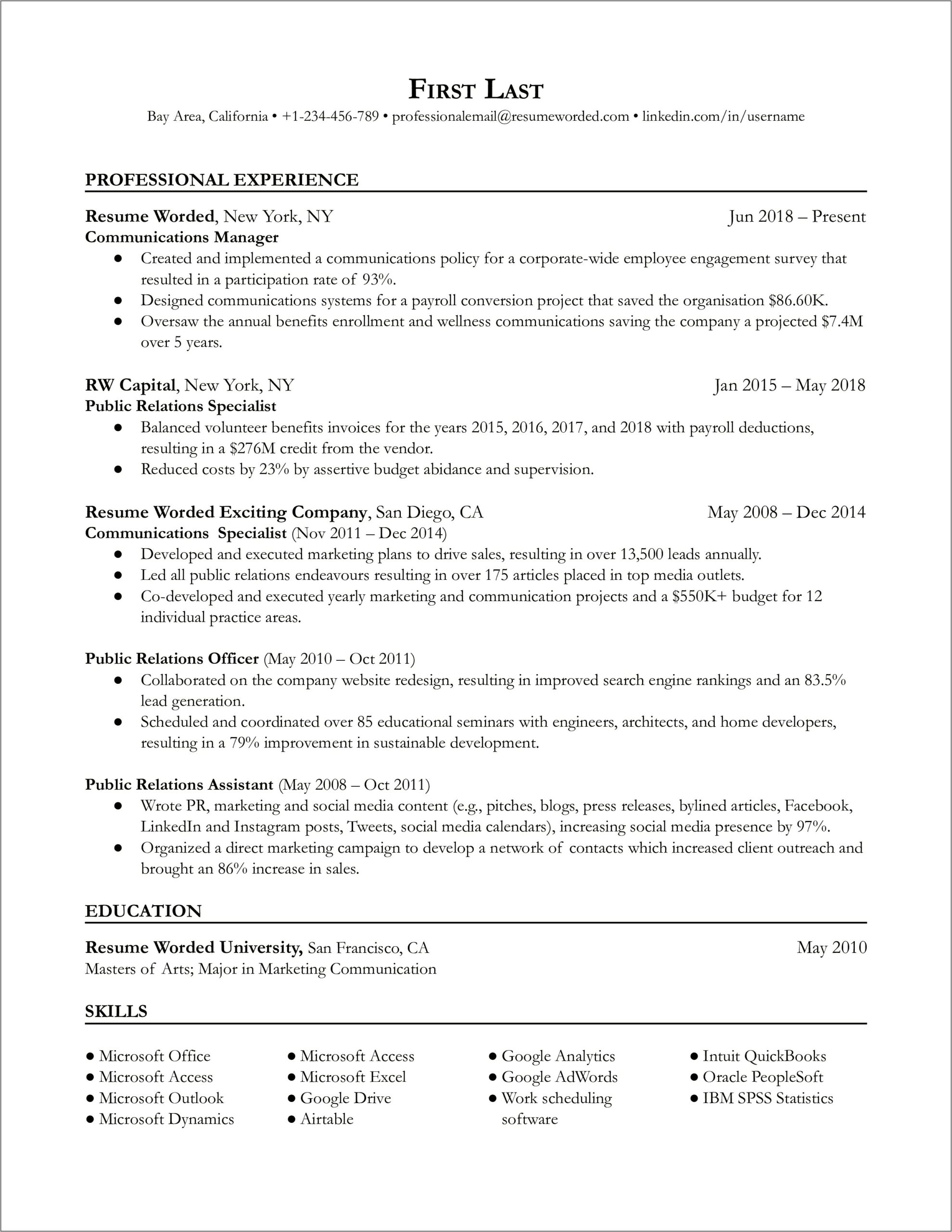 Corporate Communications Specialist Resume Examples