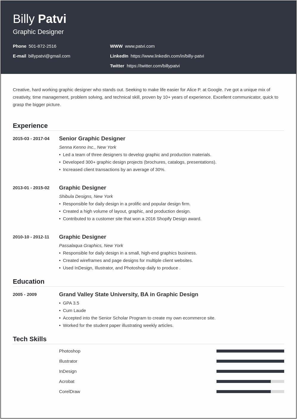 Creative Designer Job Description Resume