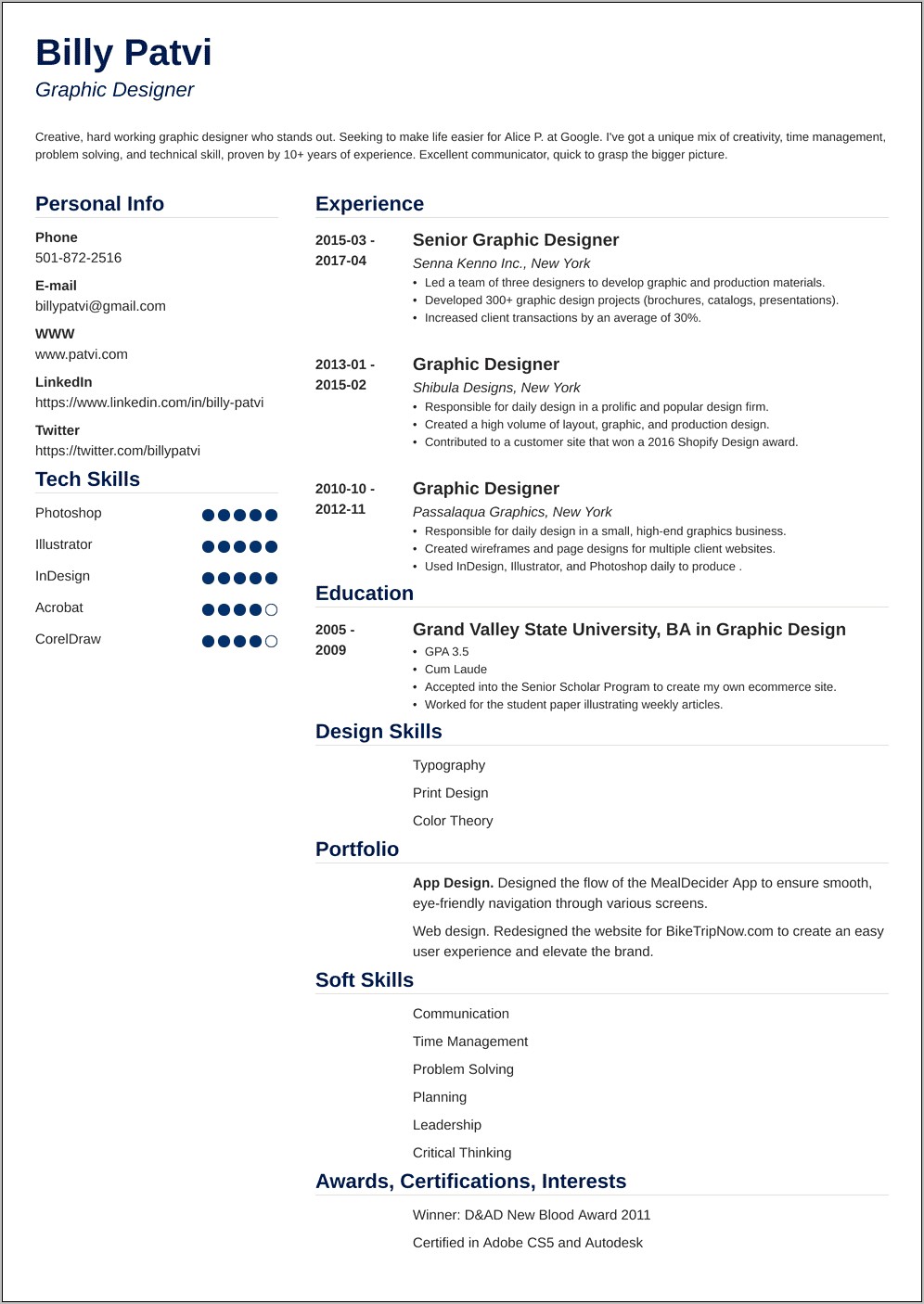 Design Resume Profile Picture Sample