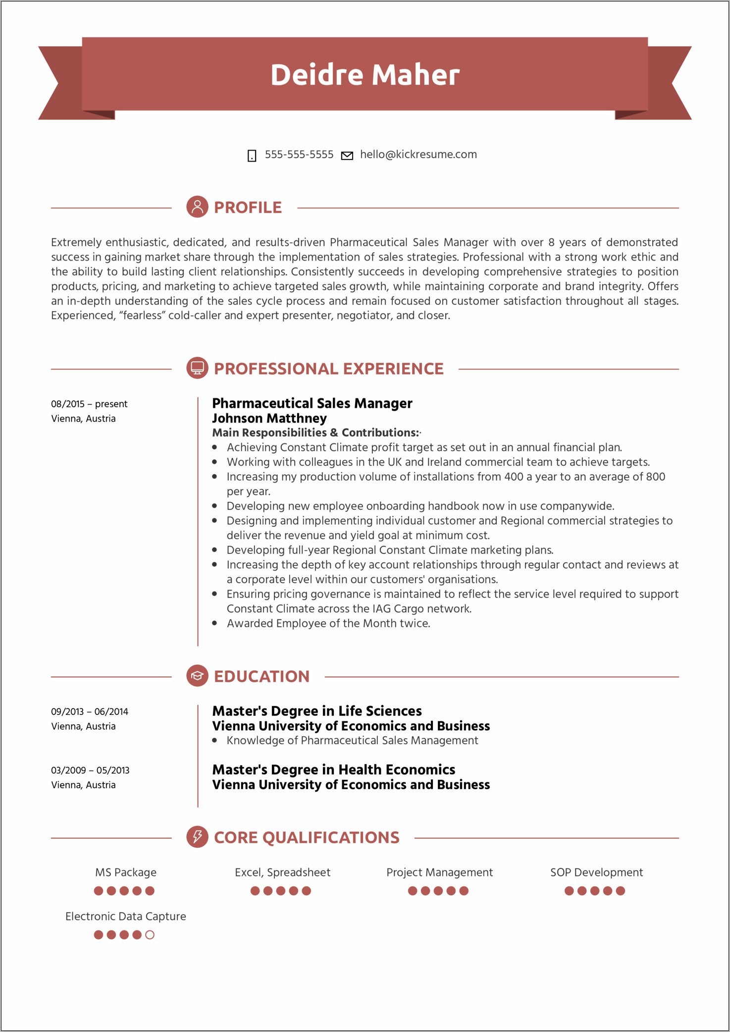 District Sales Manager Resume Summary