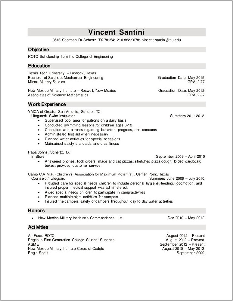 Eagle Scout In Resume Example