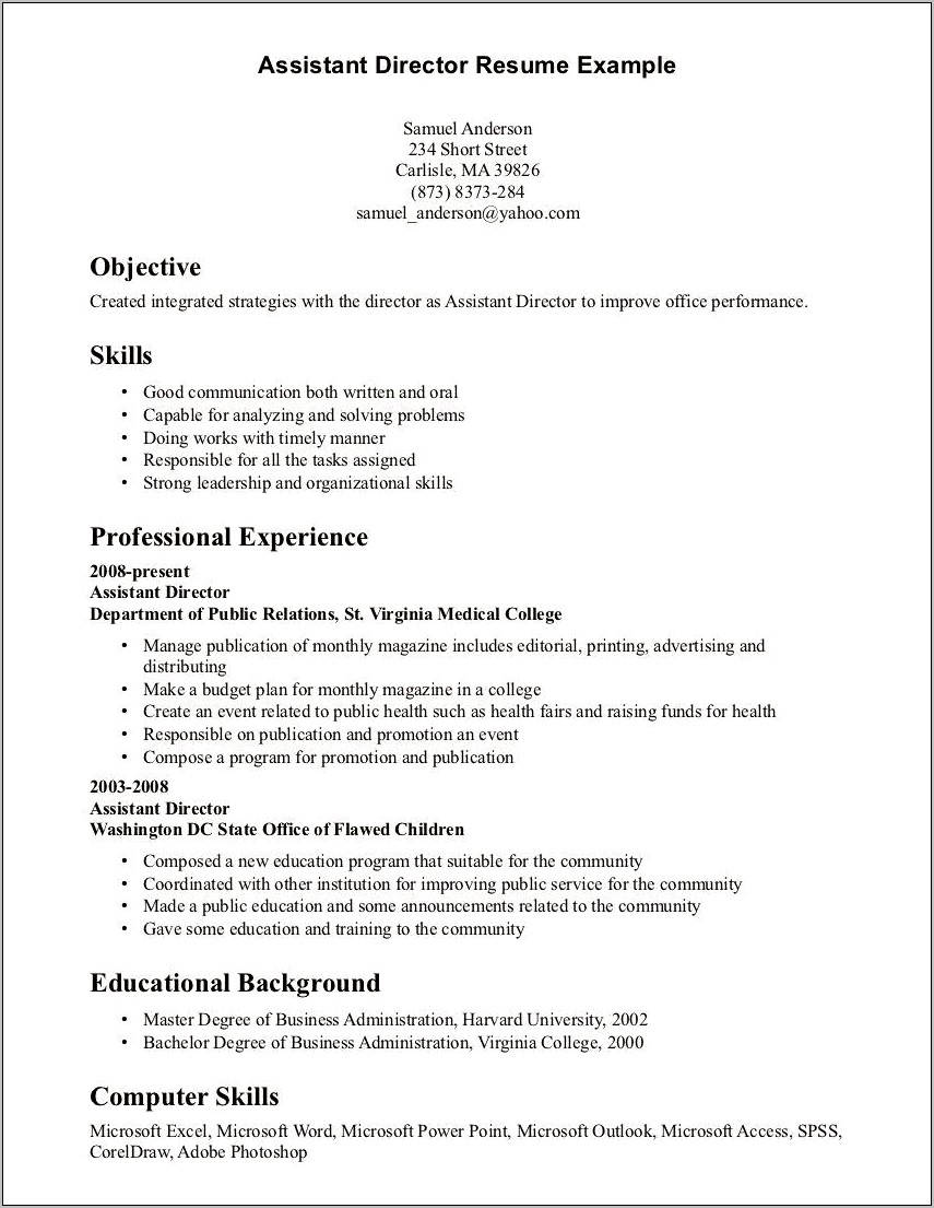 Effective Skills Based Resume Format