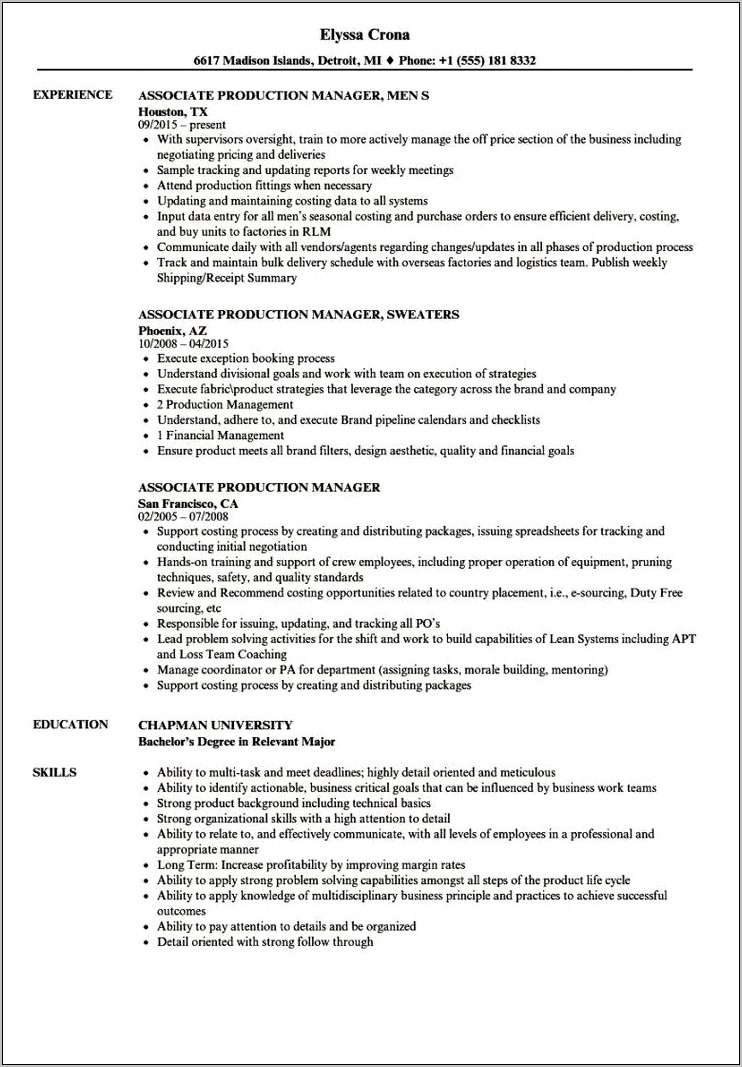 Engineering Manager Job Description Resume