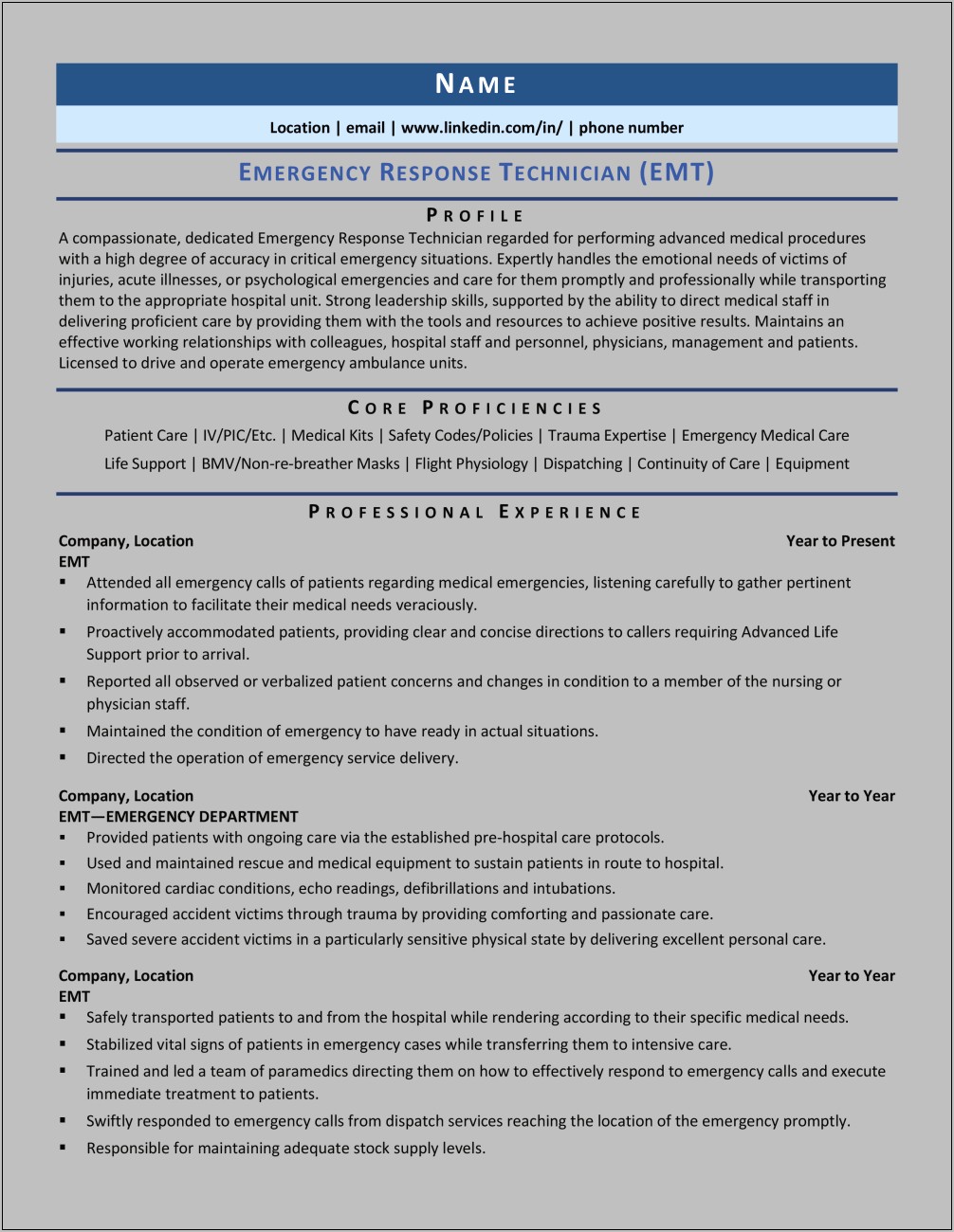 Entry Level Emt Resume Examples