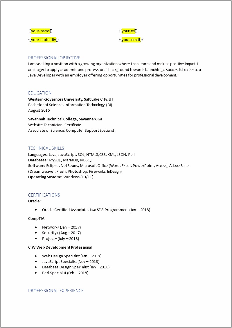 Entry Level Software Resume Objective