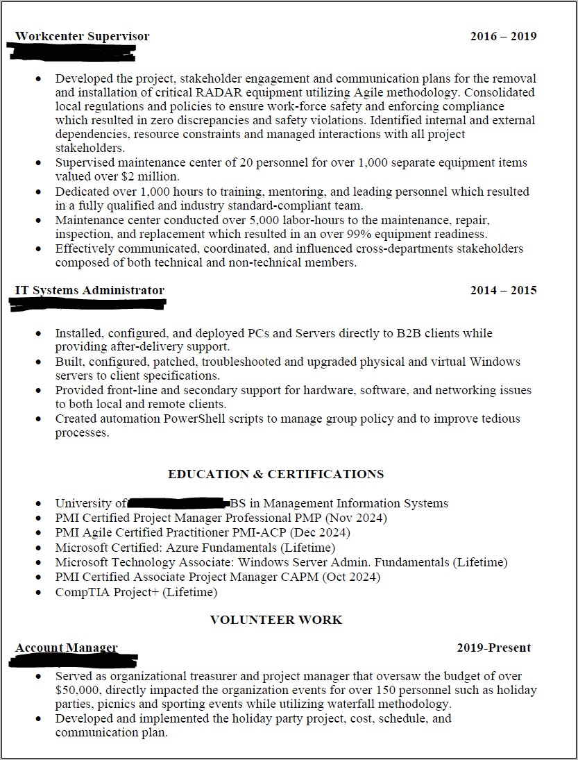 Event Planning Project Manager Resume