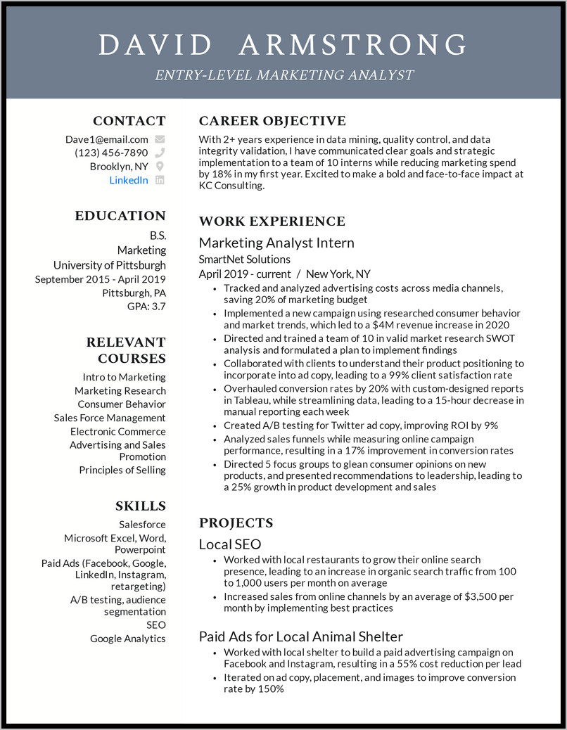 Example For A Perfect Resume
