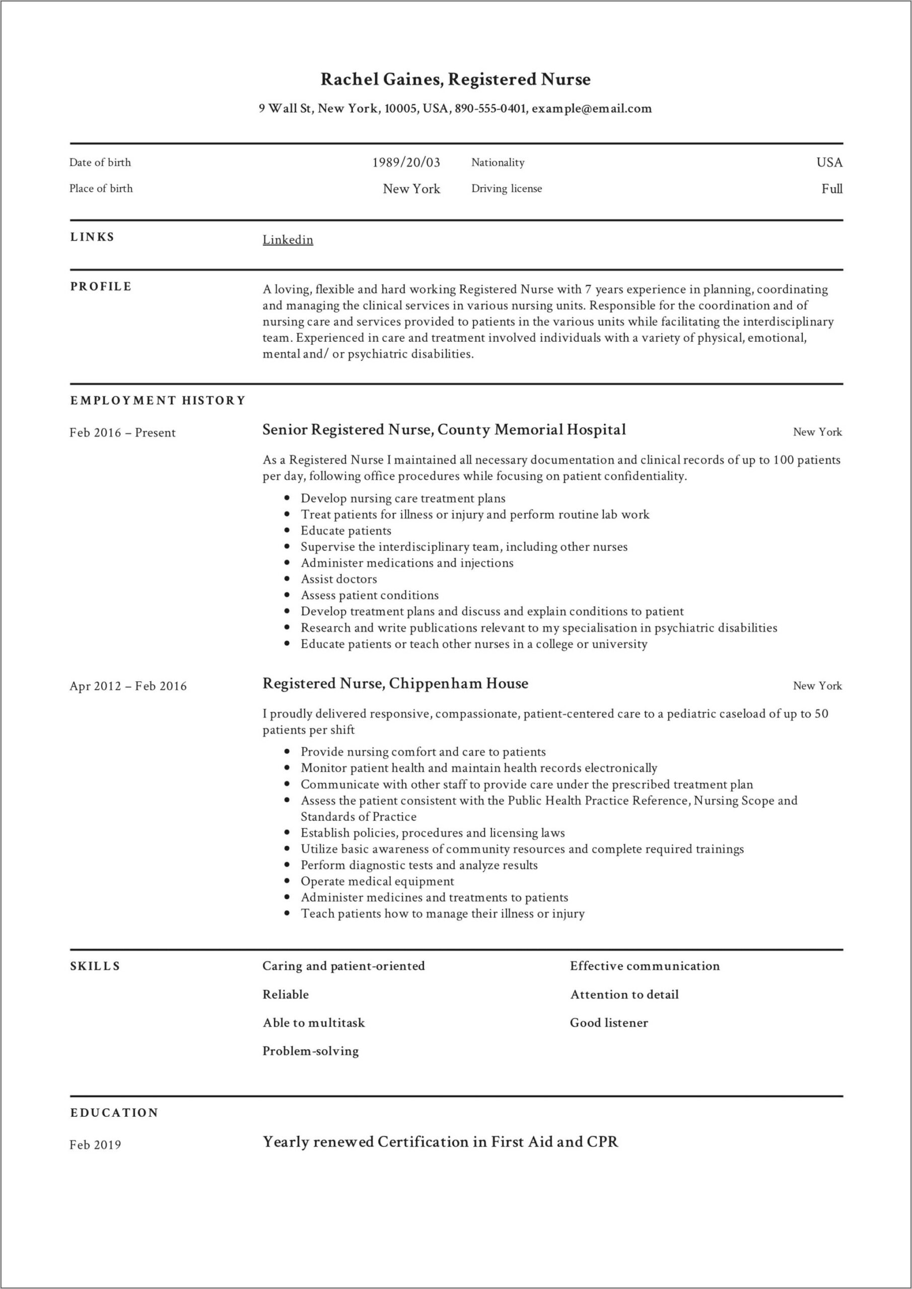 Example Objectives For Resume Nursing
