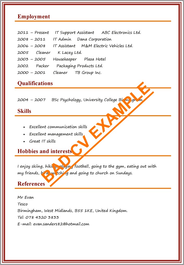 Example Of Great It Resume