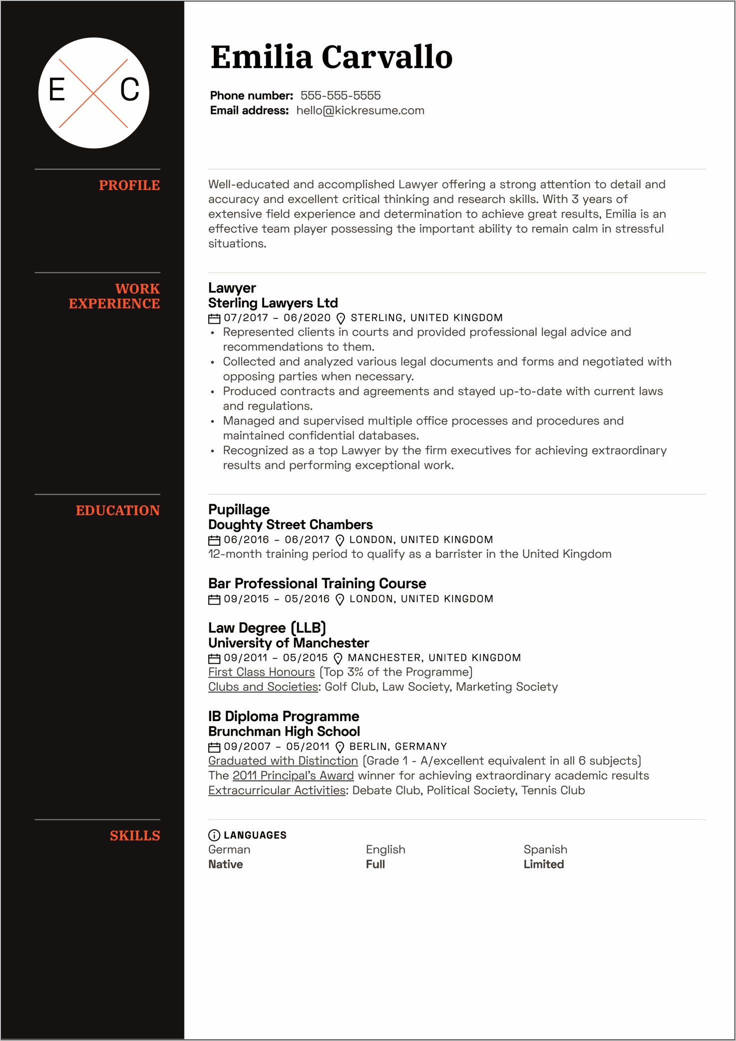 Example Of Law Associate Resume