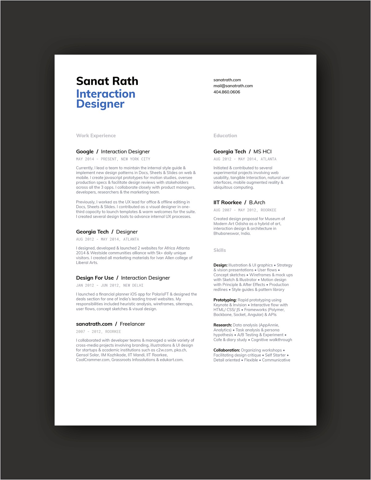 Example Of Resumes To Google