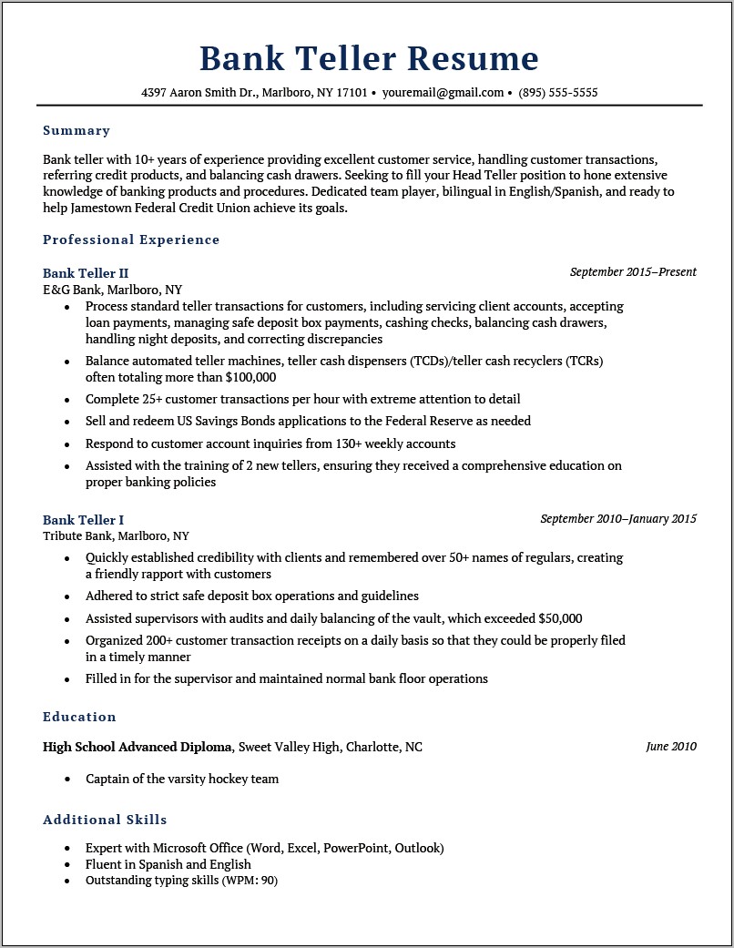 Example Private Client Banker Resume