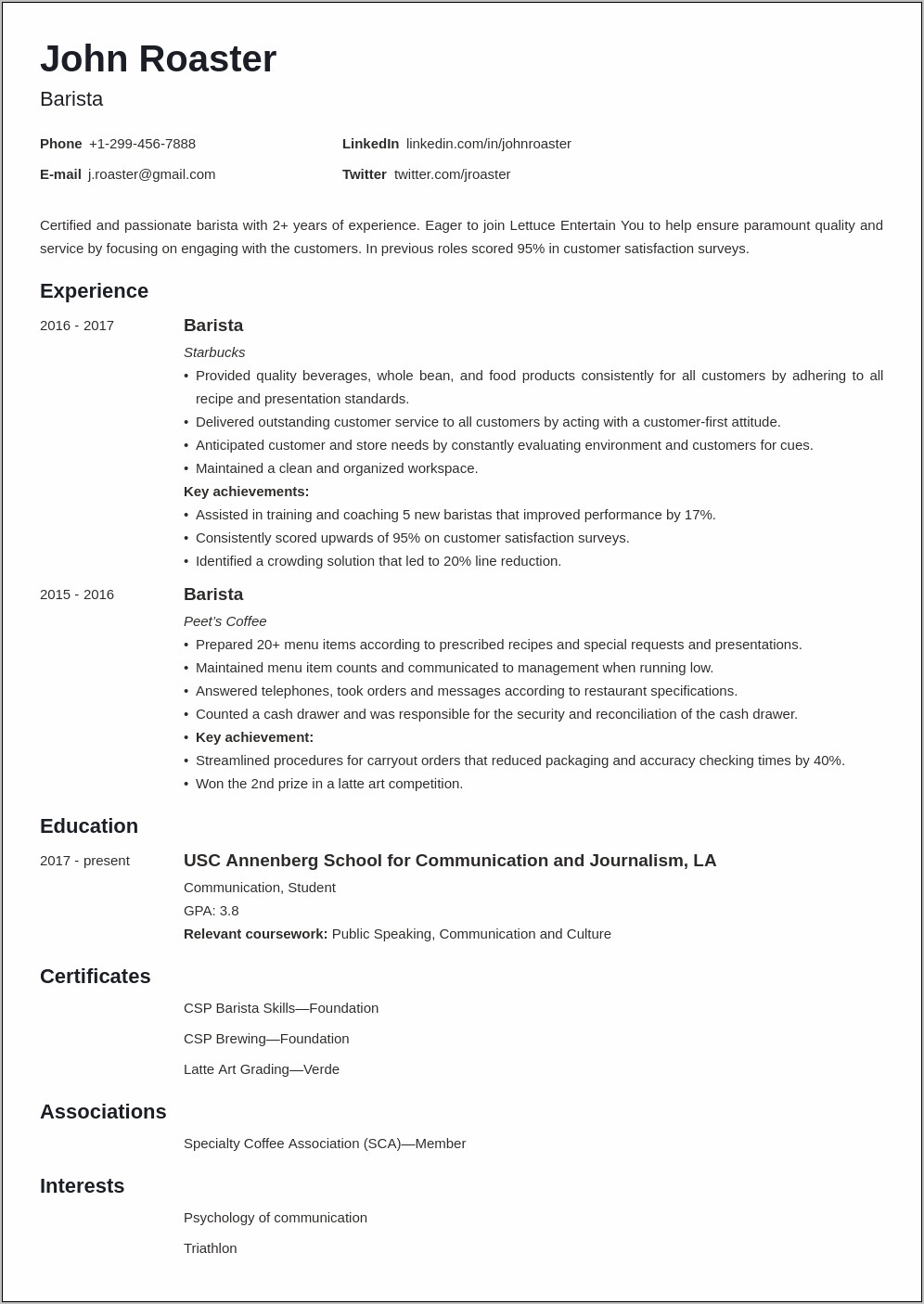 Example Research Interest Section Resume