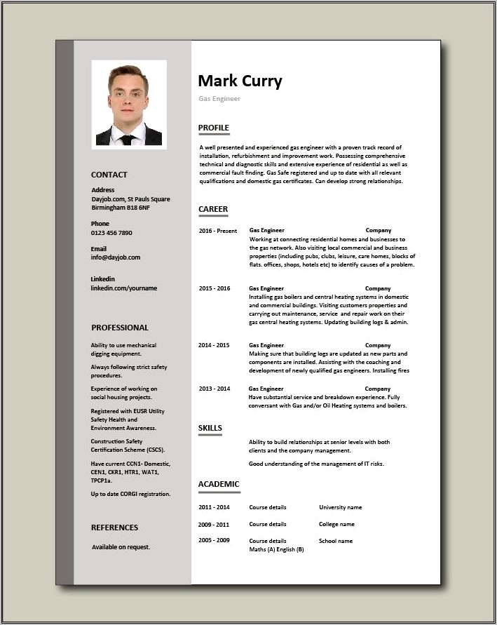 Example Resume For Fuel Technician