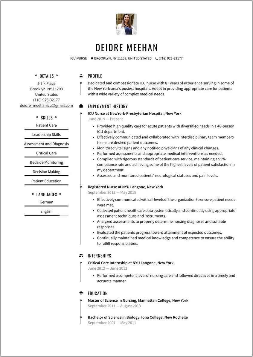 Examples Of Resume For Nurse