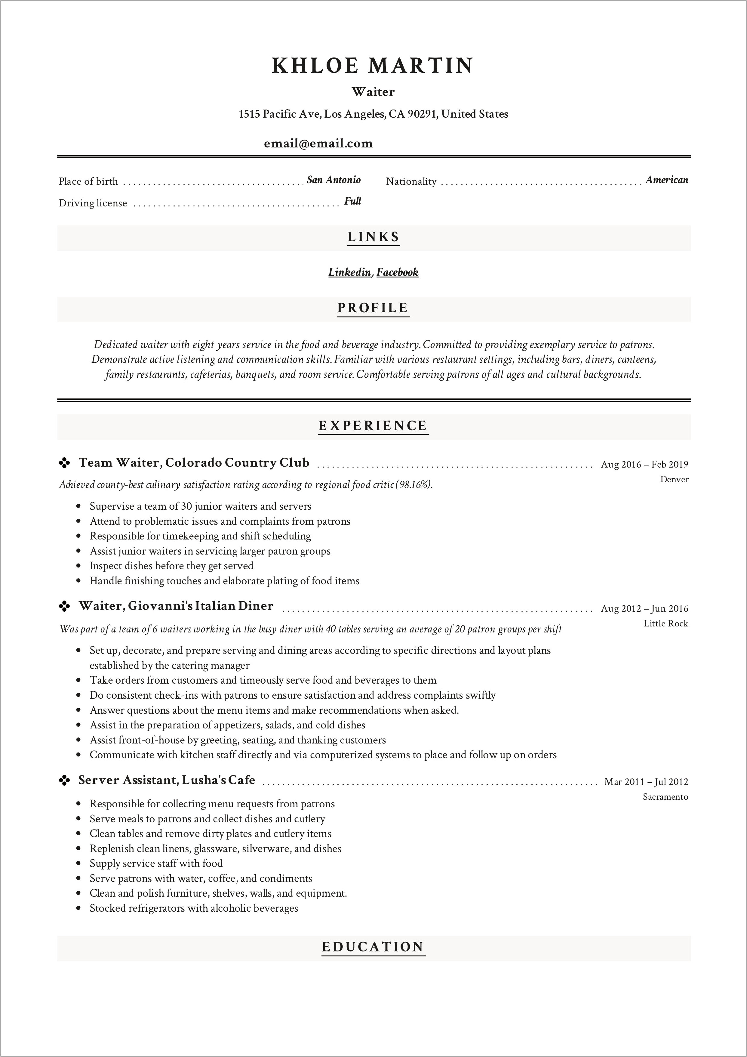 Examples Of Resumes In 2019