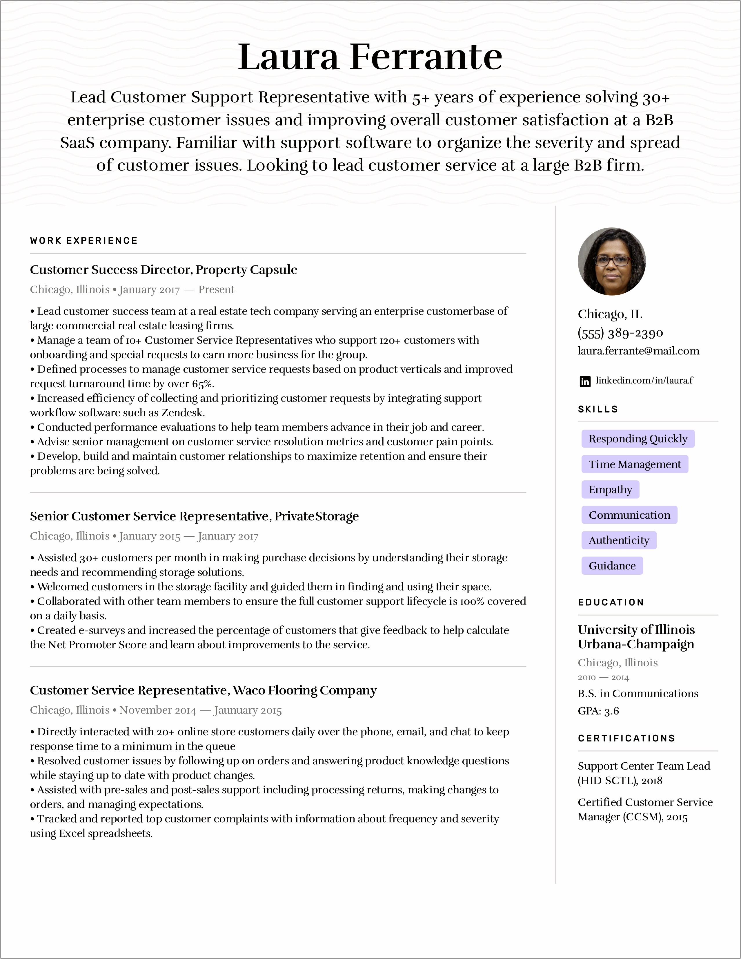 Examples Of Service Writer Resume