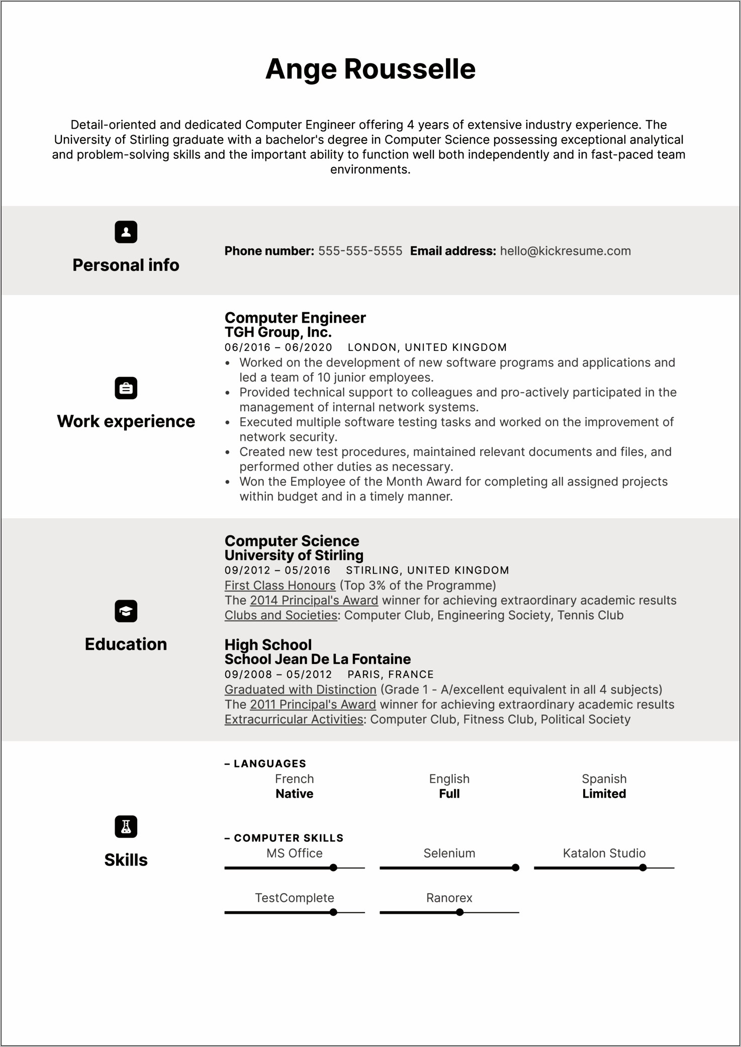 Extracurricular Activities In Resume Sample
