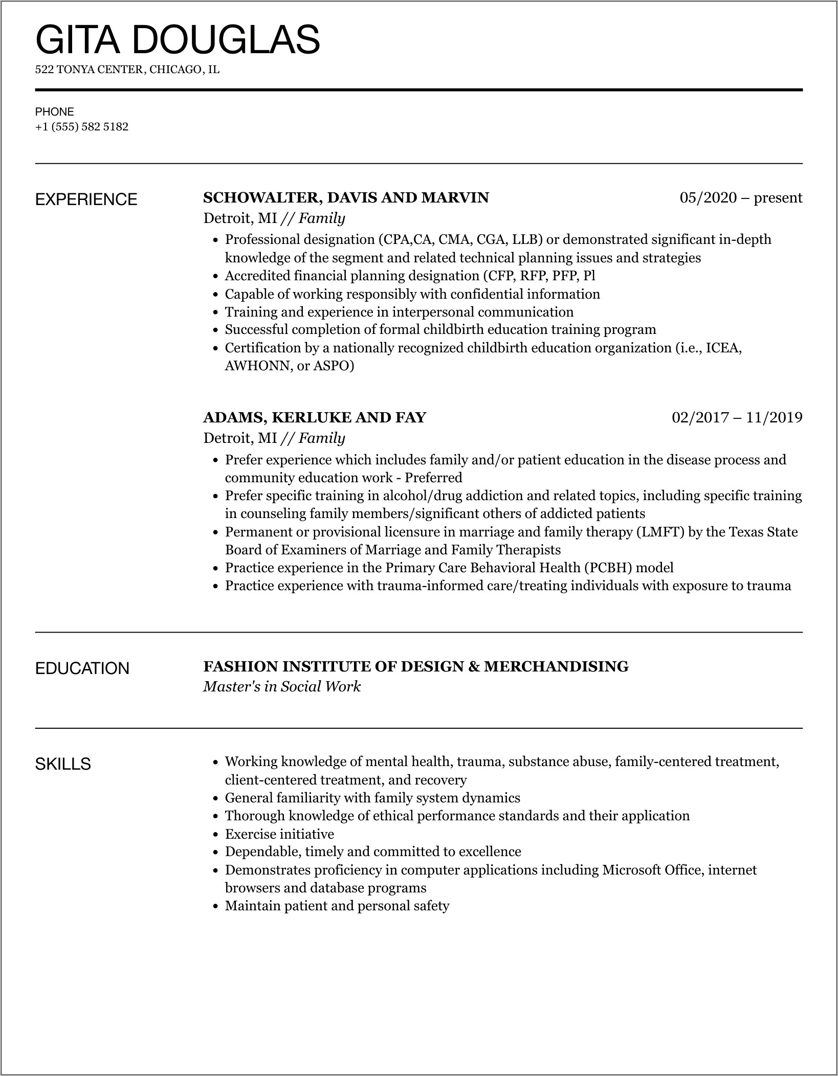 Family Background In Resume Examples