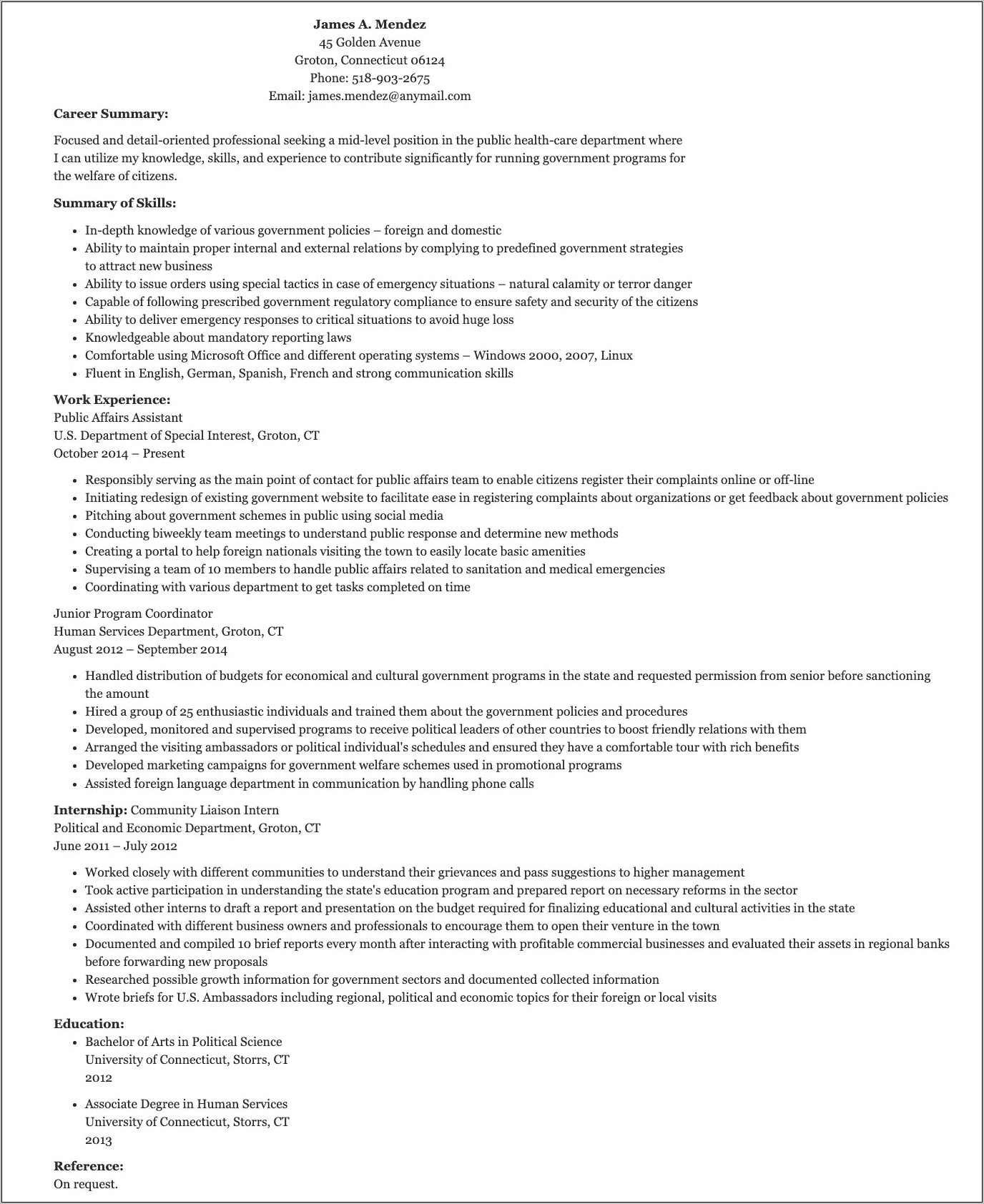 Federal Job Application Job Resume
