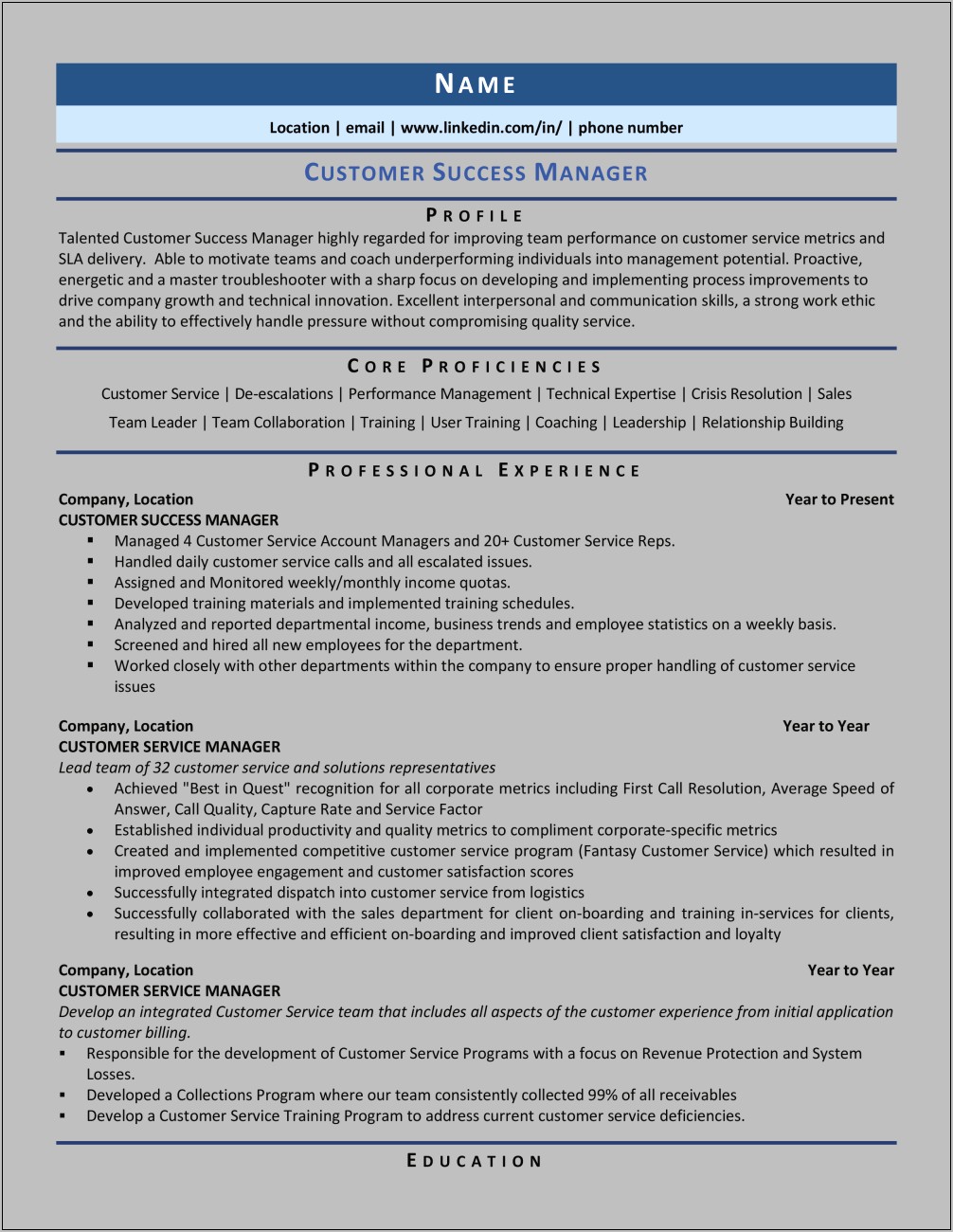 Format For Resume Systems Manager
