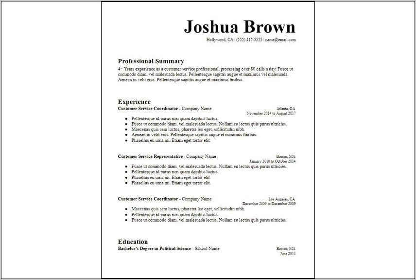 Free After College Resume Template