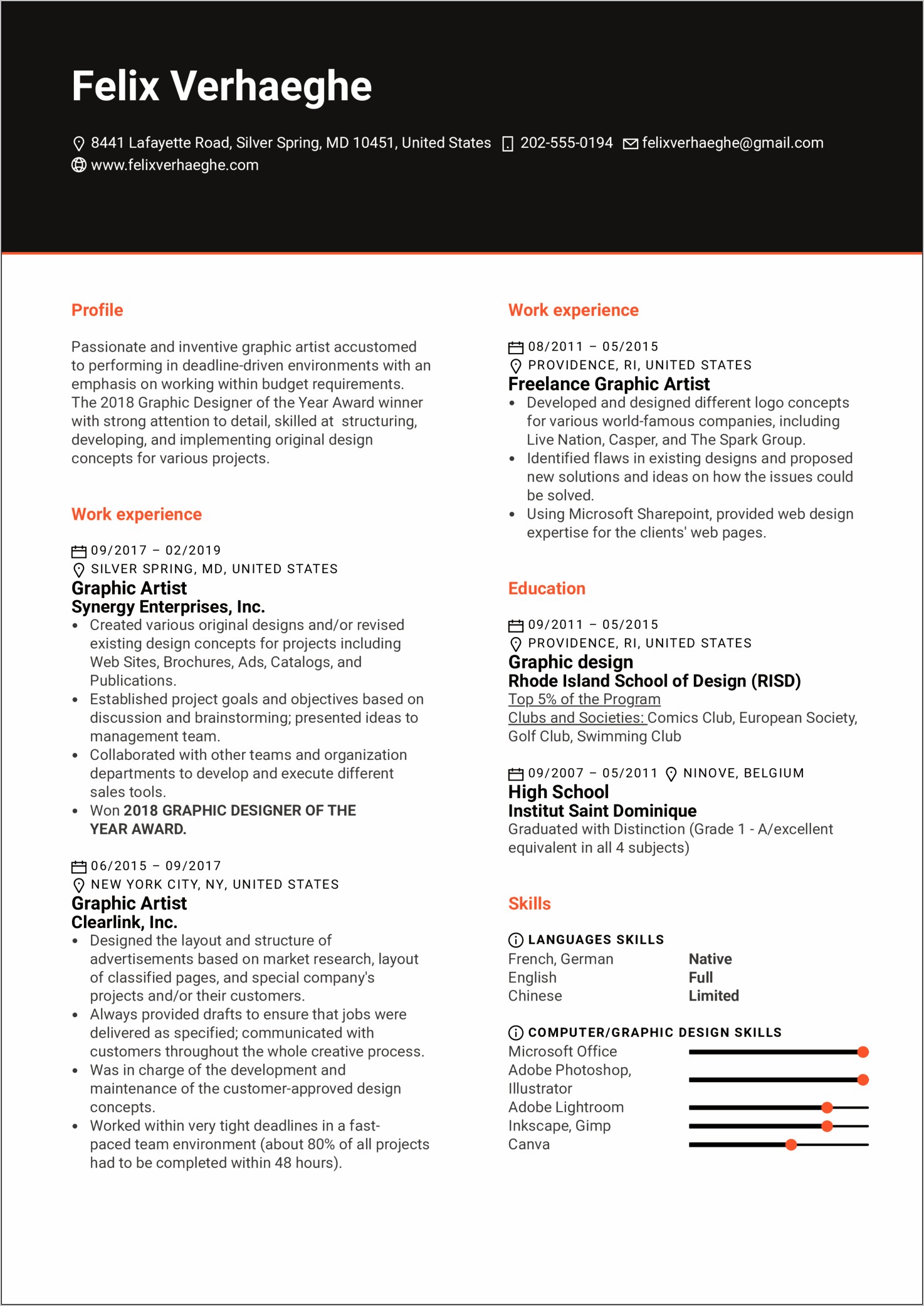Free Graphic Artist Resume Template