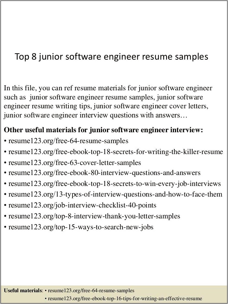 Free Resume Template Software Engineer