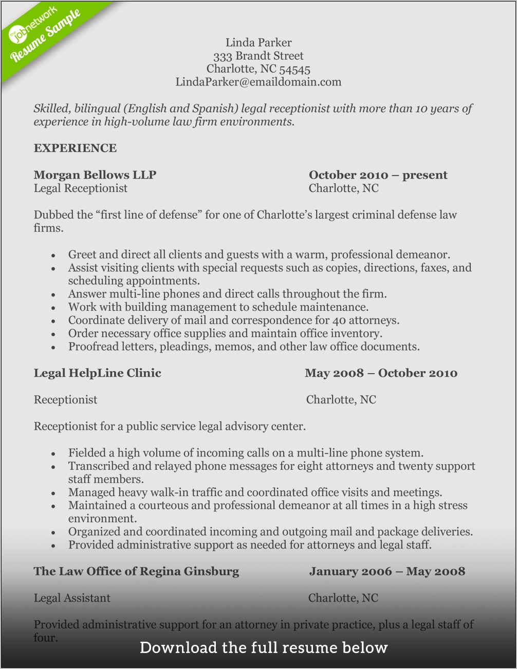 Front Desk Resume Examples 2018