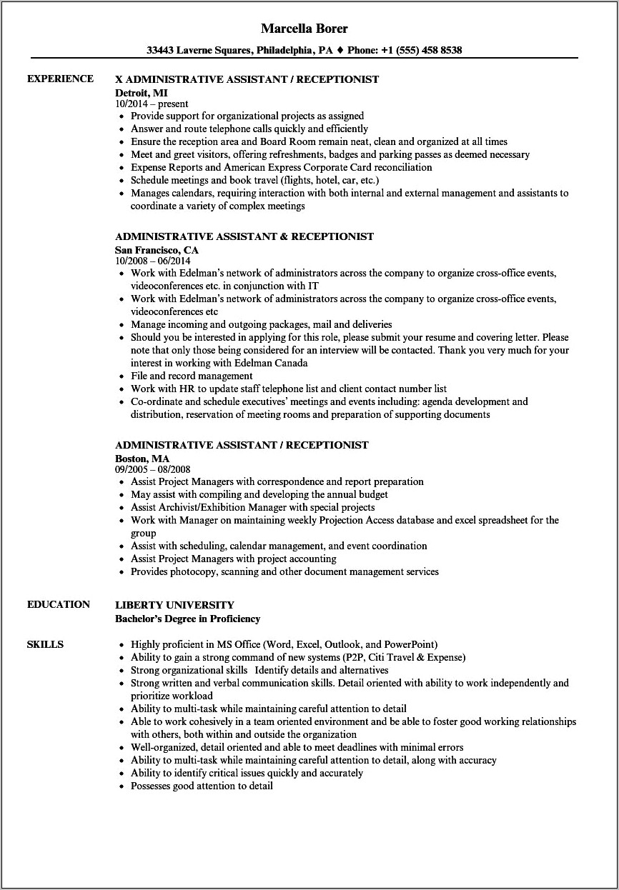 Front Office Assistant Resume Samples