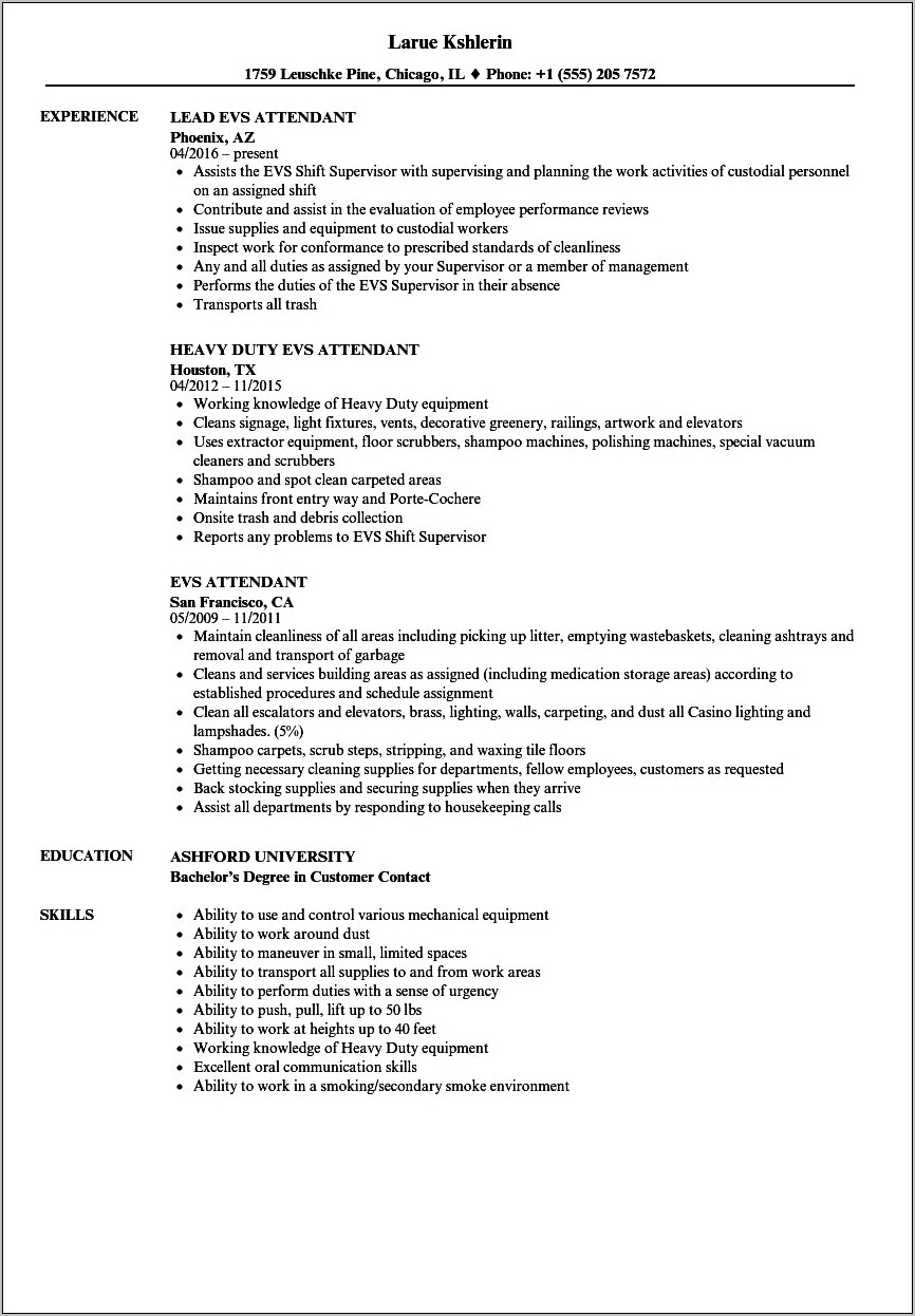 Gaming Attendant Job Description Resume