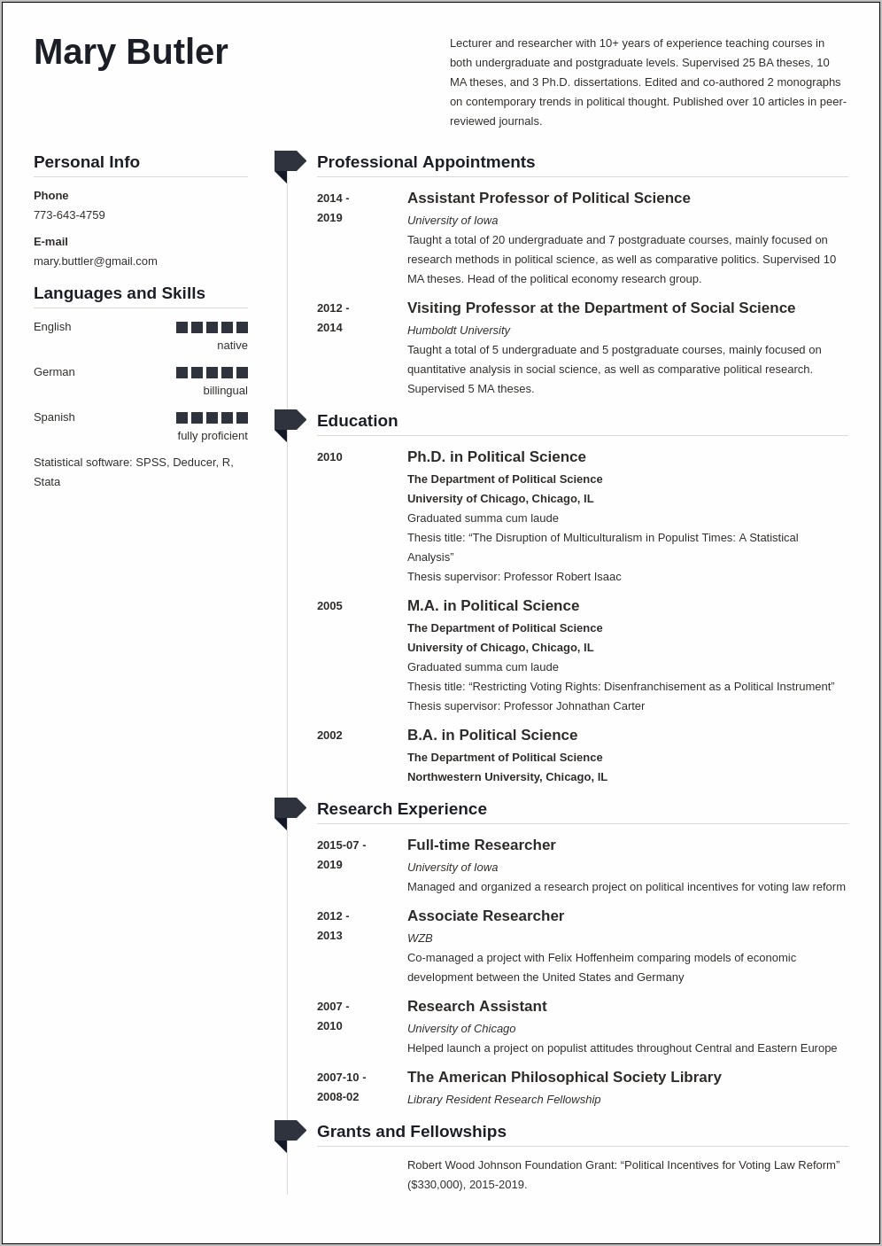 Georgetown Career Center Sample Resume
