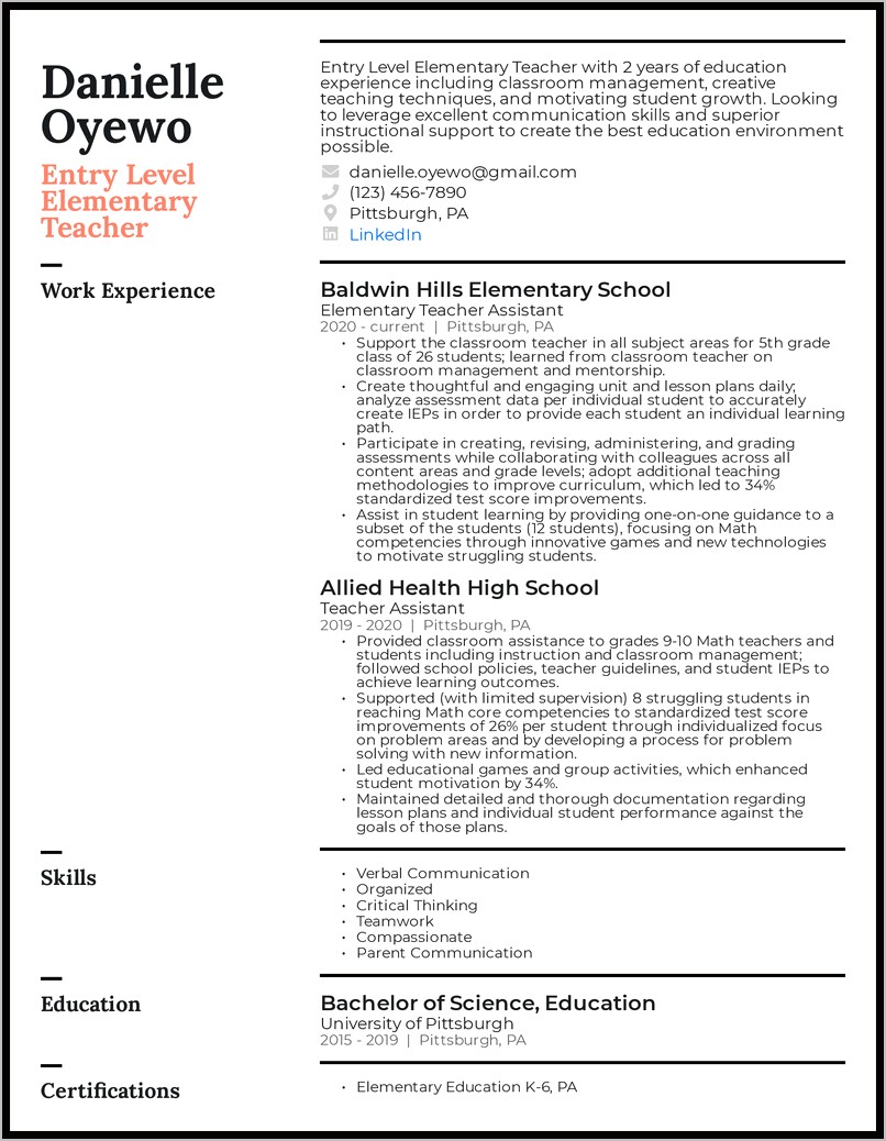 Good Resume Objectives For Educators