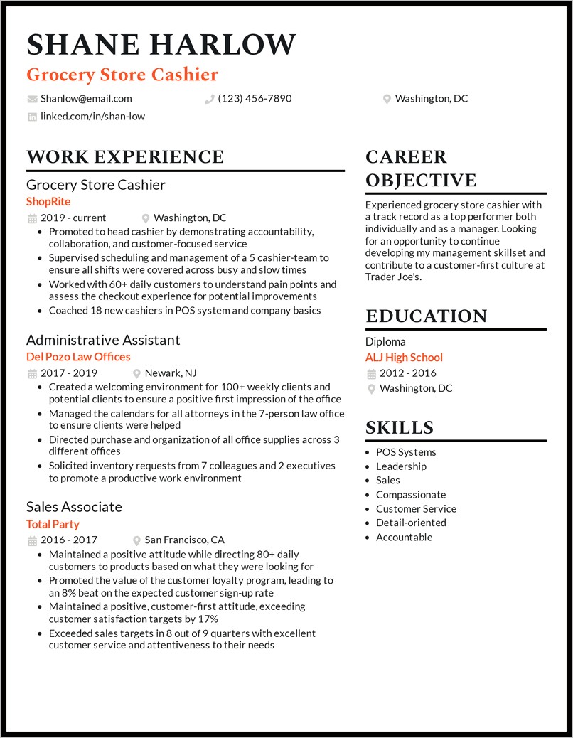 Grocery Store Skills For Resume