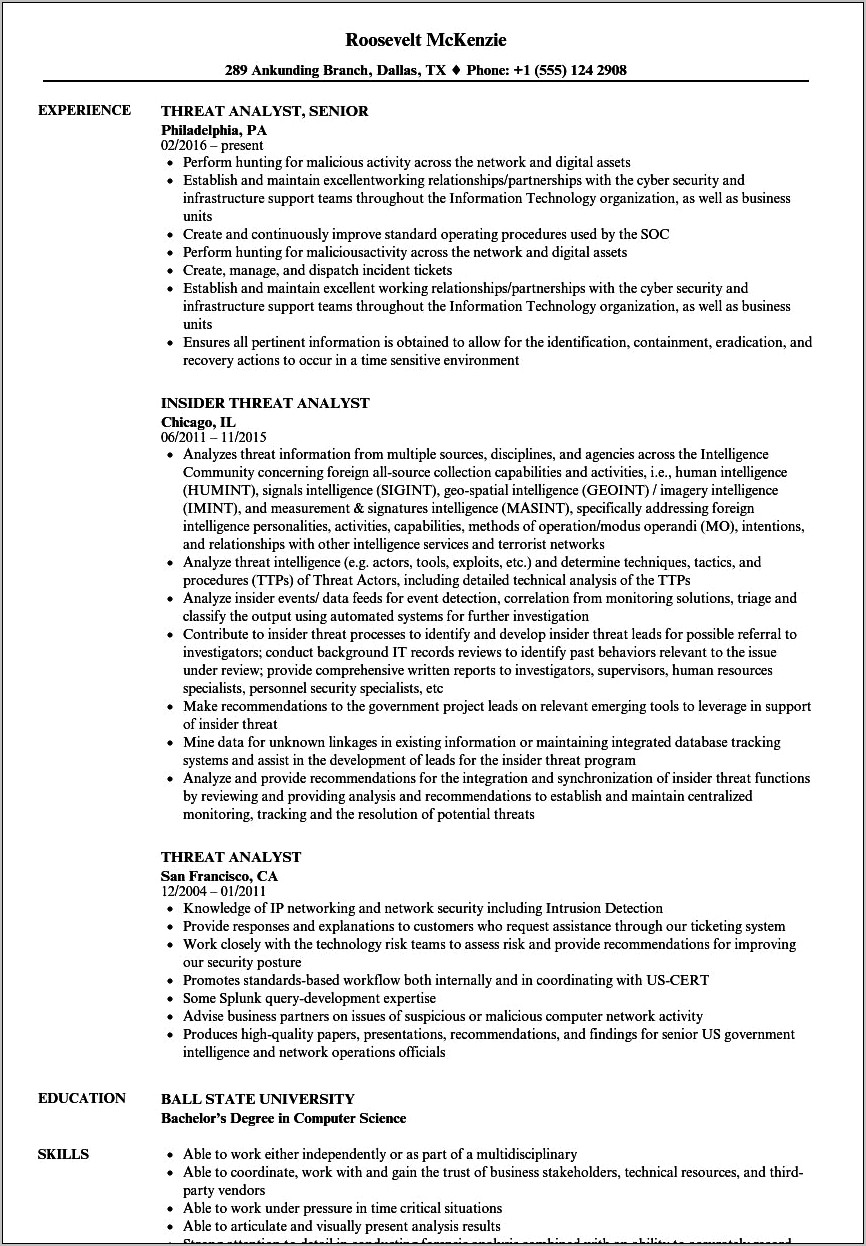 Imagery Analyst Job Description Resume