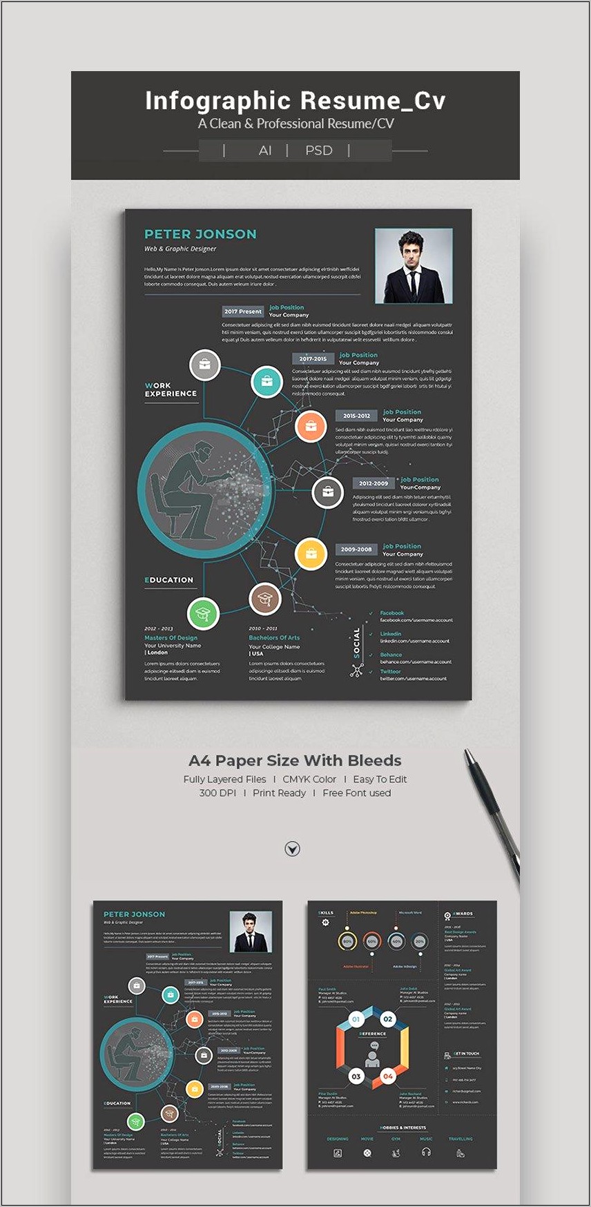 Infographic Resume Template Psd Free