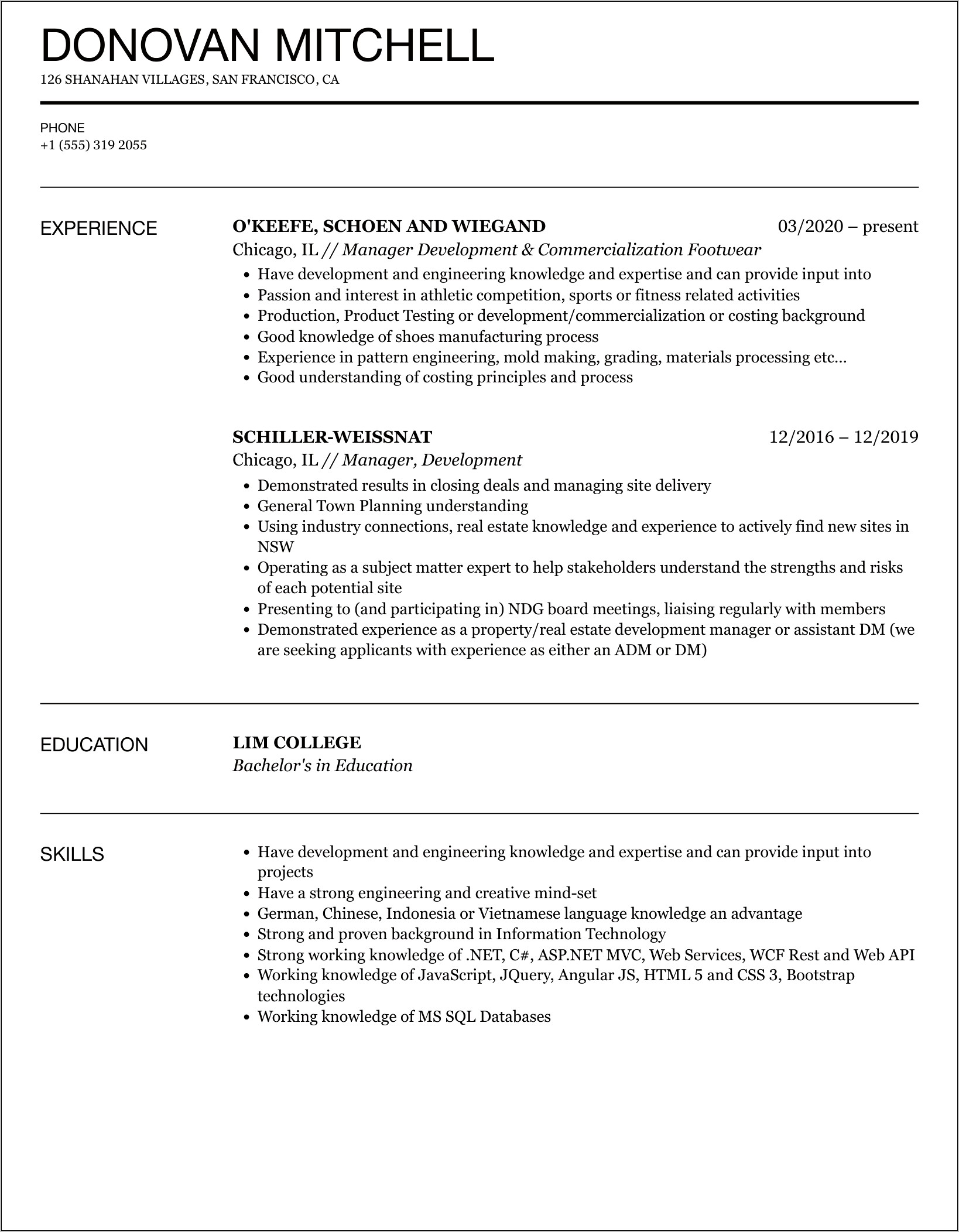 Information Technology Competition Resume Sample